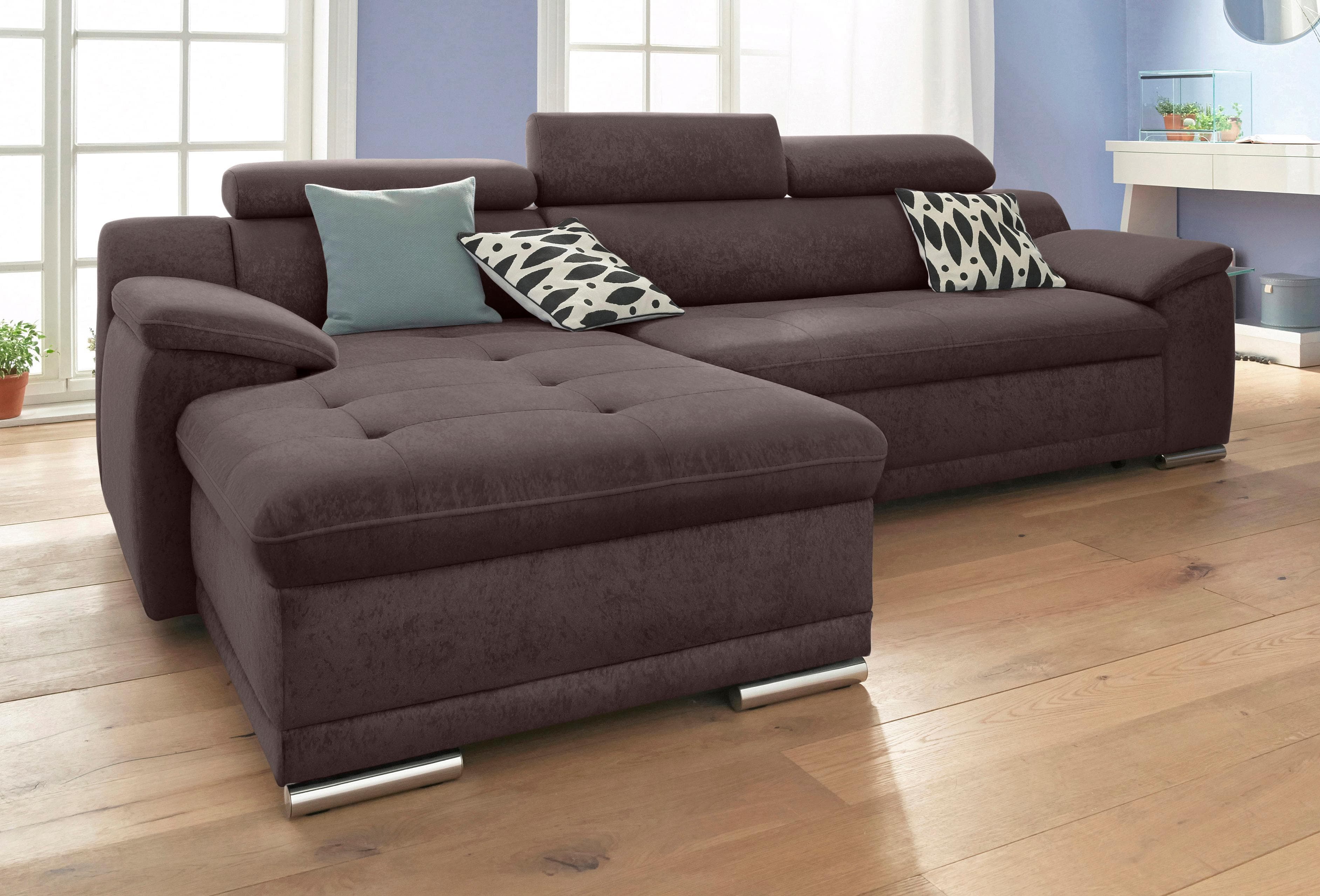 SIT & MORE Ecksofa Andiamo L-Form Braun Kunstleder