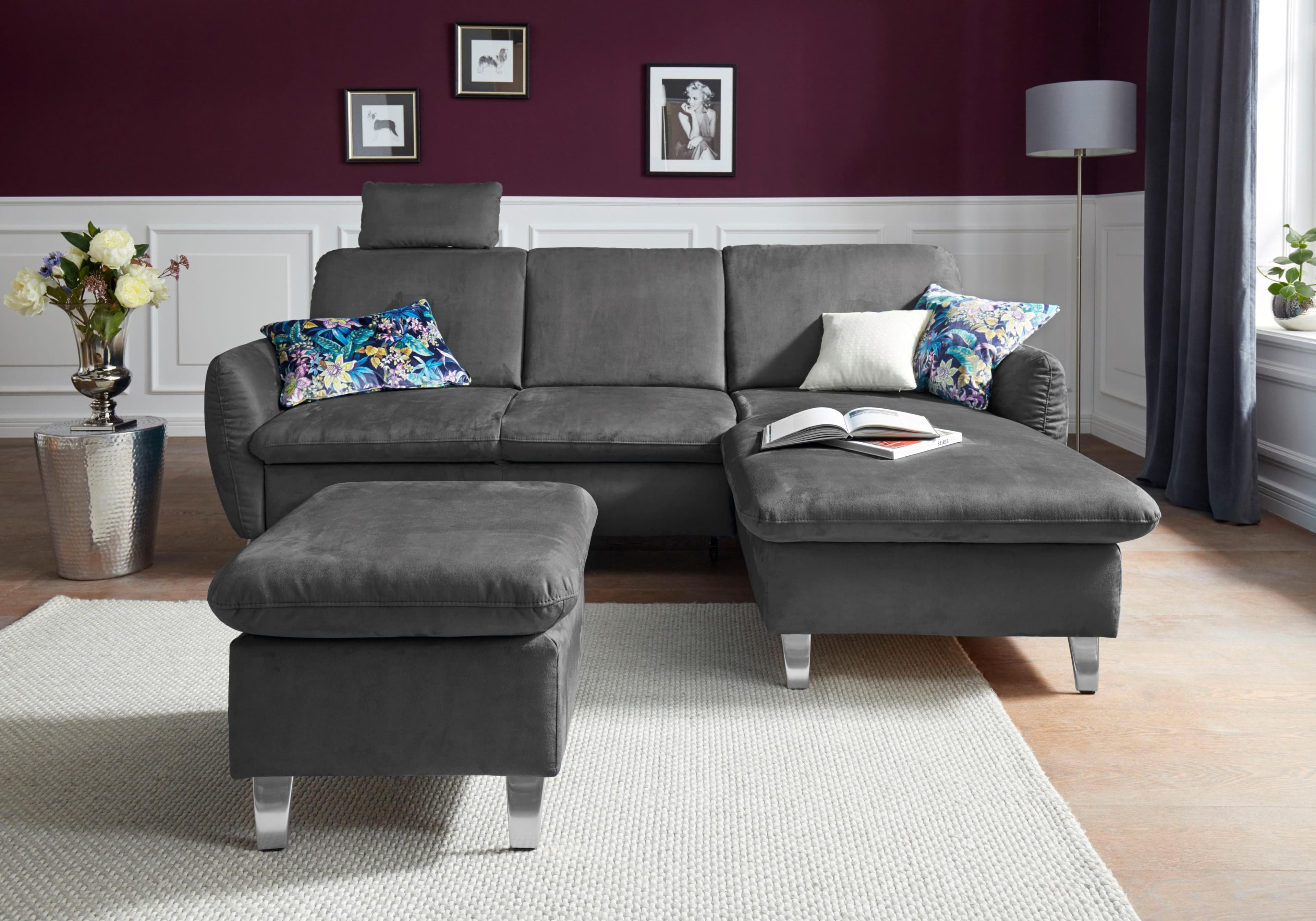 SIT & MORE Ecksofa Daytona L-Form Grau Recamiere Rechts