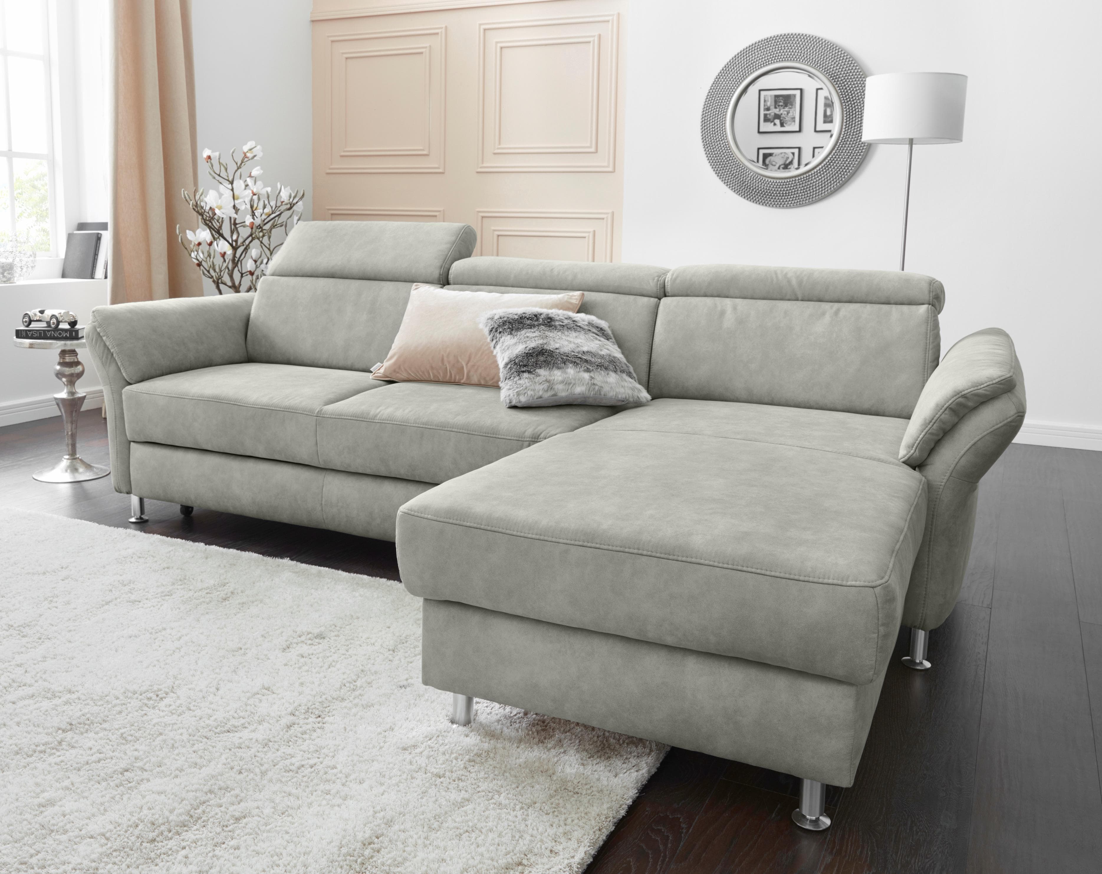Sit & More Ecksofa Avignon L-Form Grau mit Bettfunktion