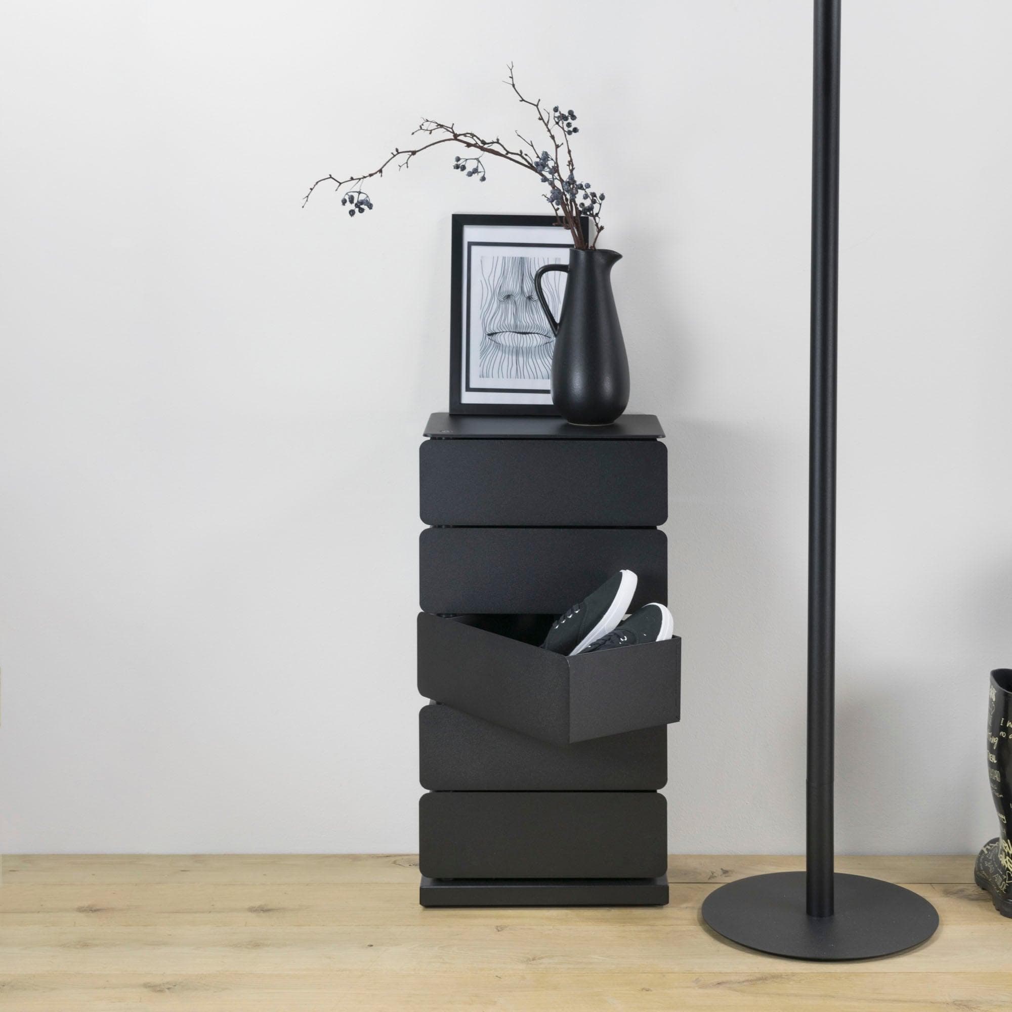 SPINDER DESIGN Kommode Joey Schwarz Metall 5 Türen