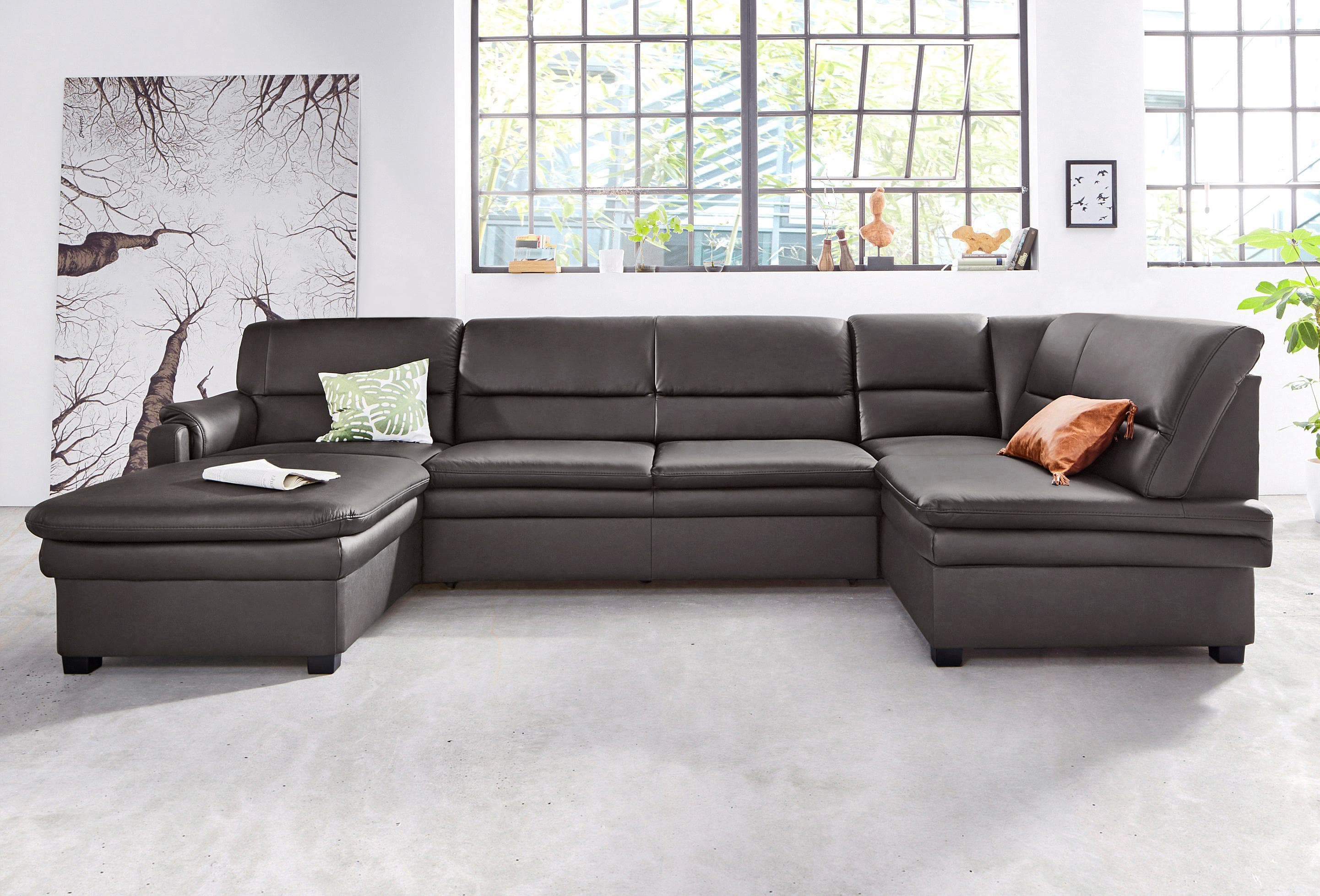 SIT & MORE Pisa U-Form Wohnlandschaft Braun Bettfunktion