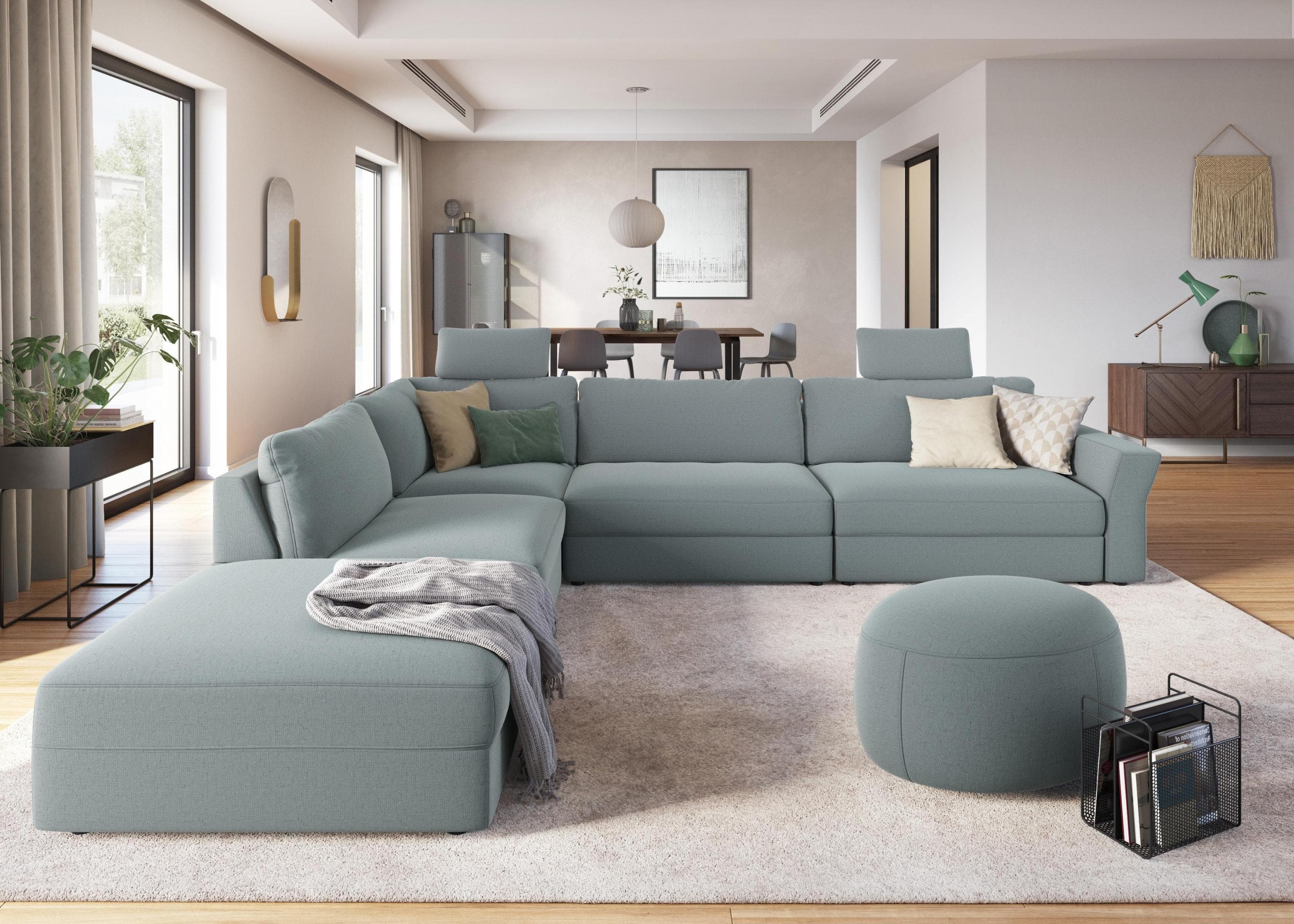 SIT & MORE Ecksofa Cadabra L-Form Aqua mit Sitztiefenverstellung