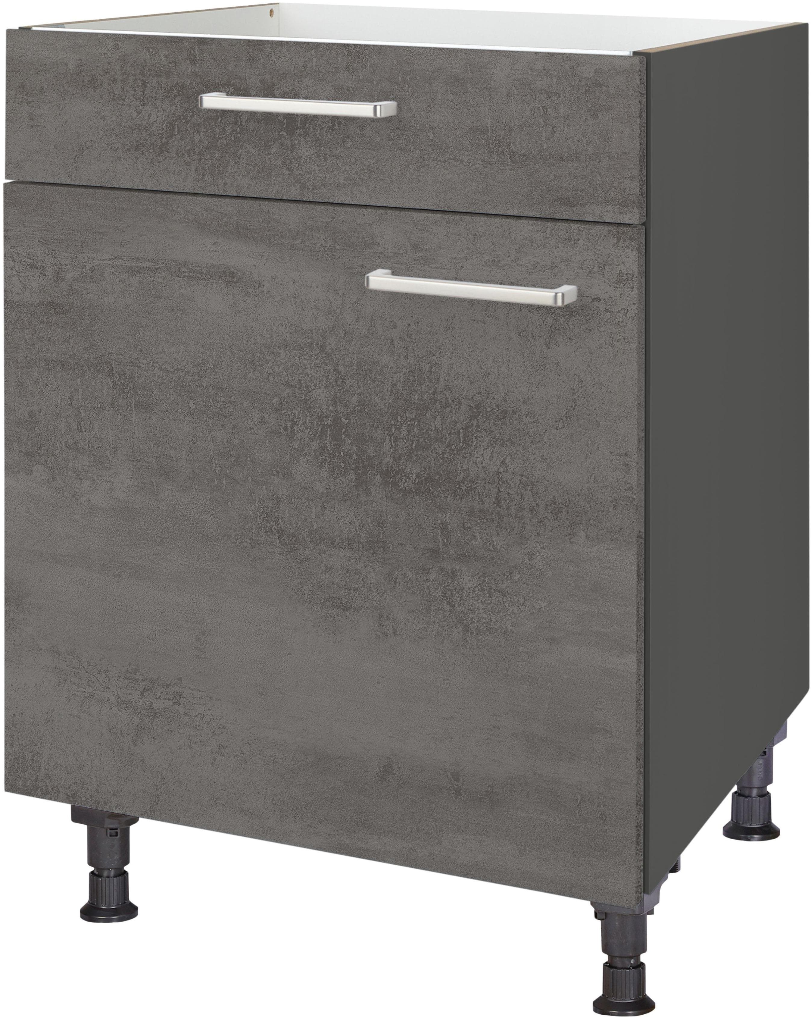 nobilia Kochfeldumbauschrank Riva Grau mit Schukasten und Tür