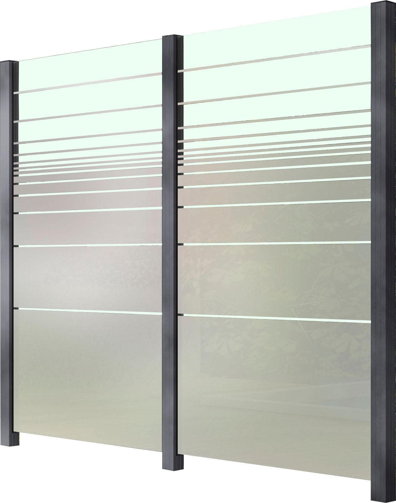 Zaun STAKET PRO Grau Aluminium Glaszaun 2,29 m 3 Pfosten