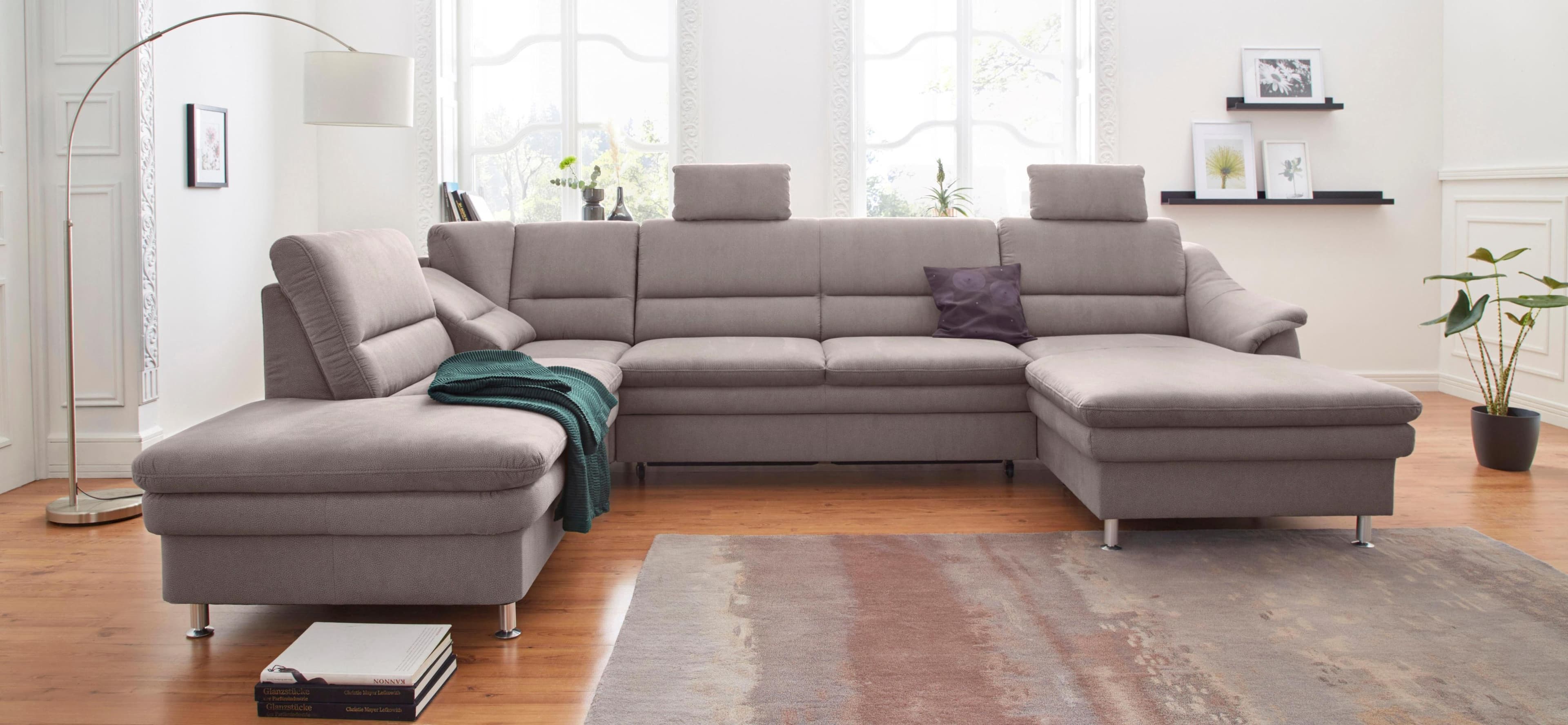 SIT & MORE Cardoso U-Form Wohnlandschaft Grau Relaxfunktion