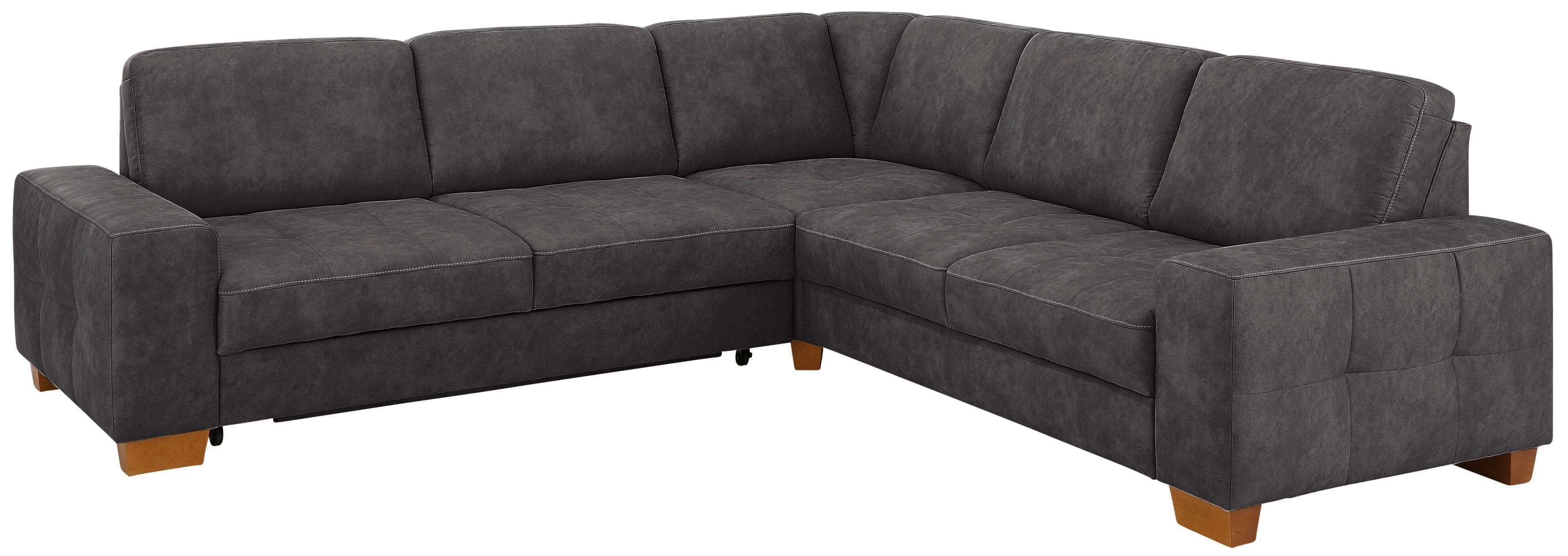 HOME AFFAIRE Ecksofa Puccini L-Form Anthrazit mit Bettfunktion