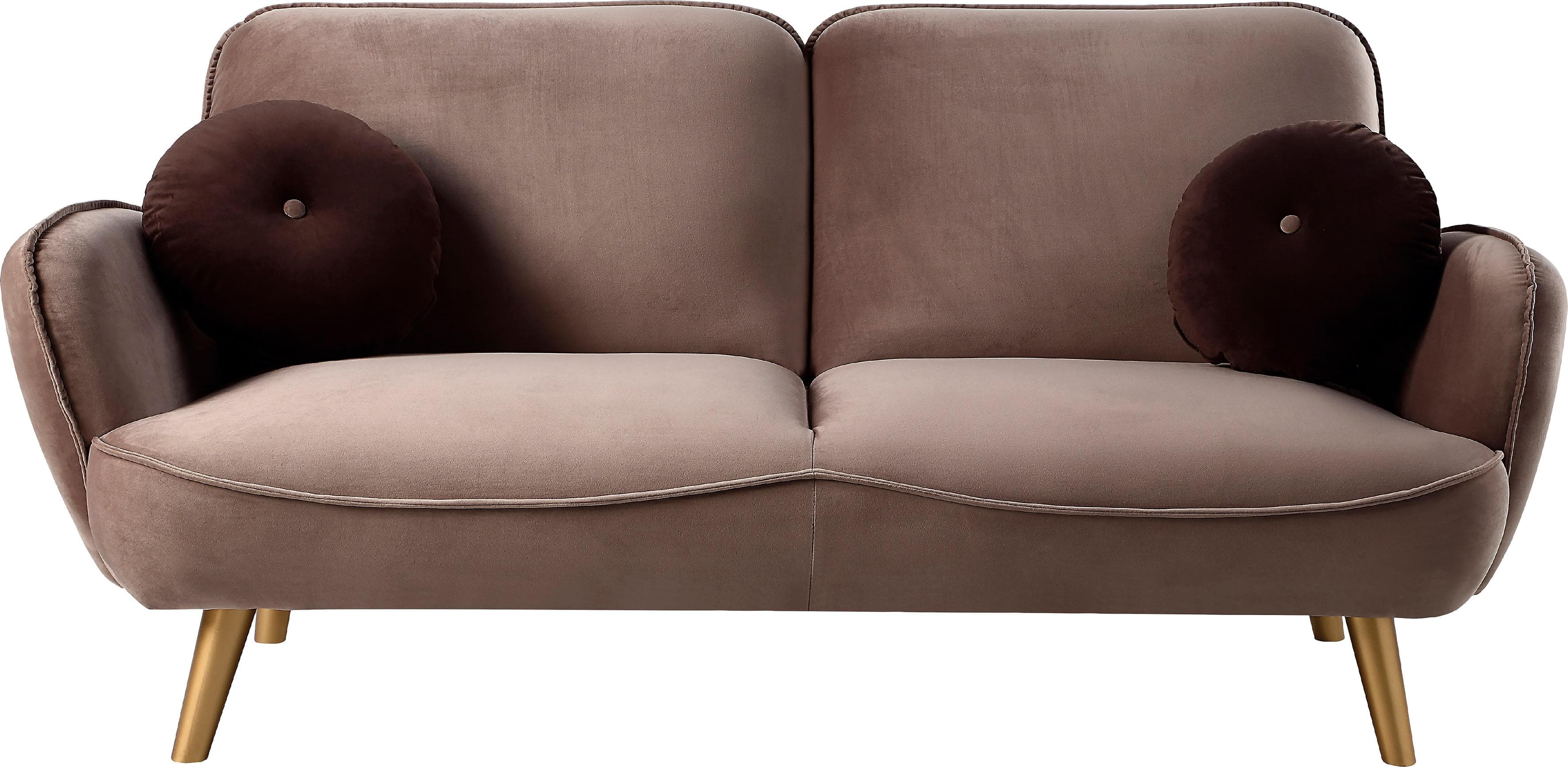 ATLANTIC HOME COLLECTION 3-Sitzer Sofa Ben Samt hellbraun mit Dekokissen