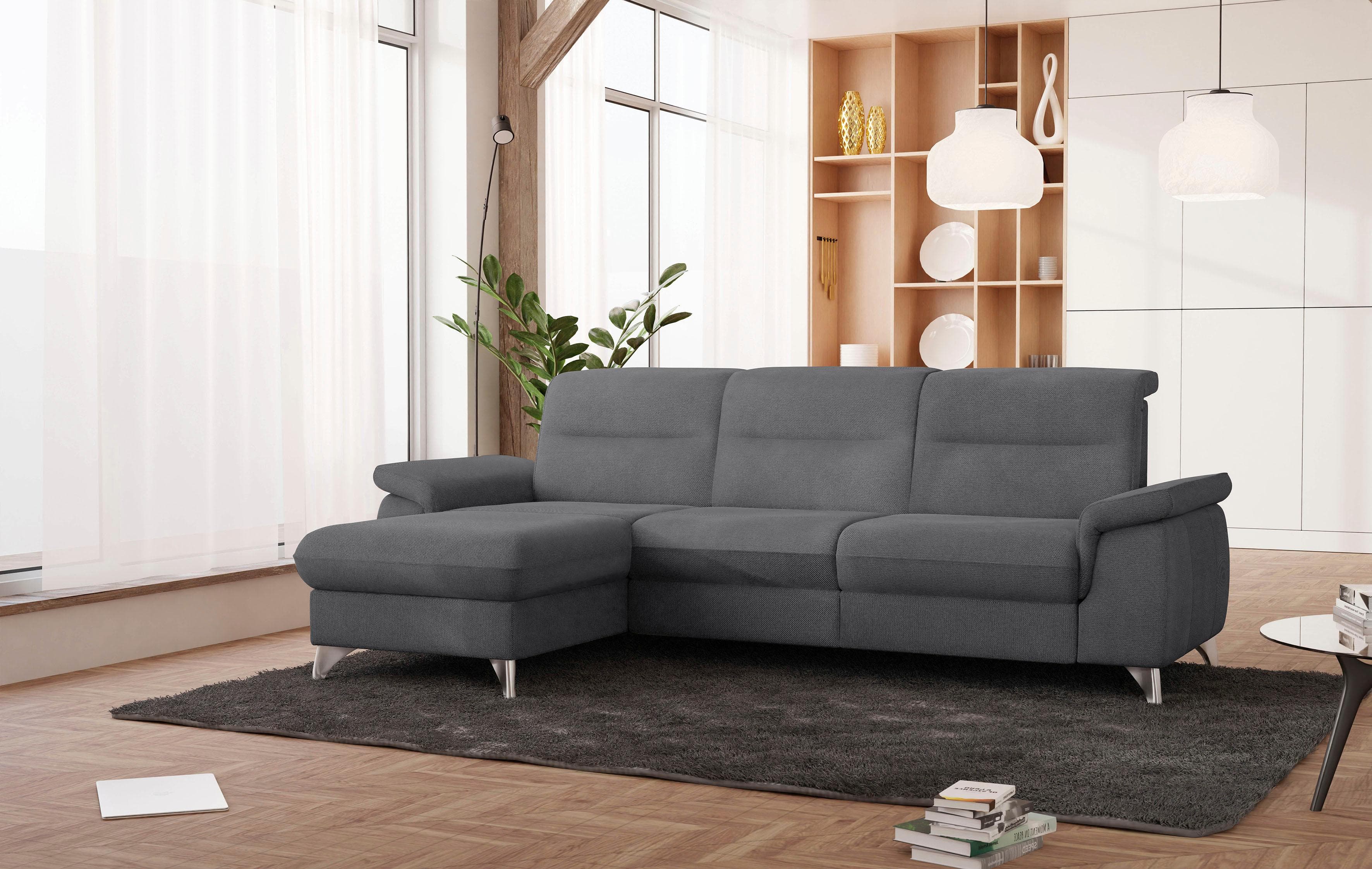 Modernes Ecksofa in grau (anthrazit) aus Polyester und PUR-Schaumstoff