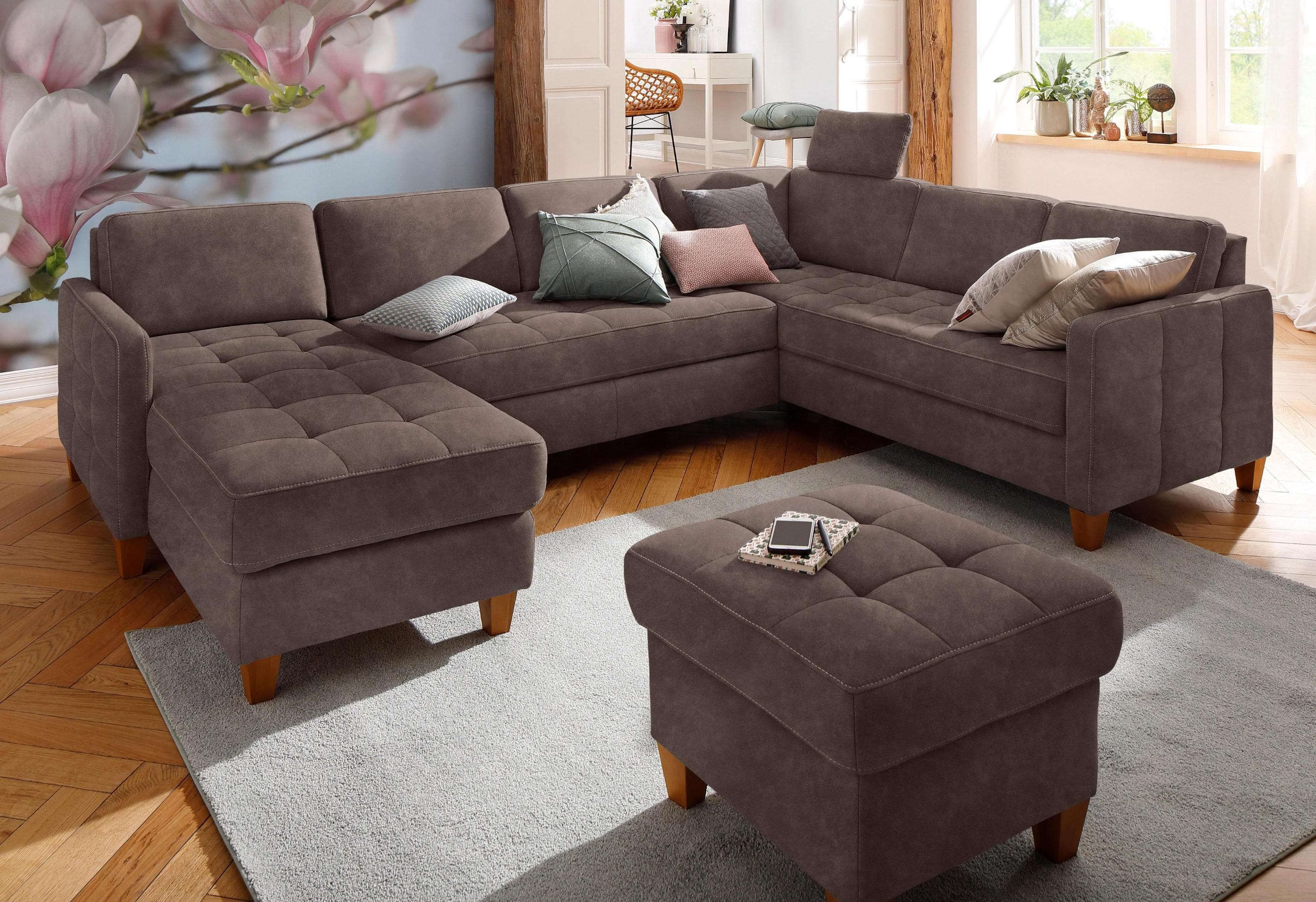 Home Affaire Wohnlandschaft Earl U-Form Braun Microfaser