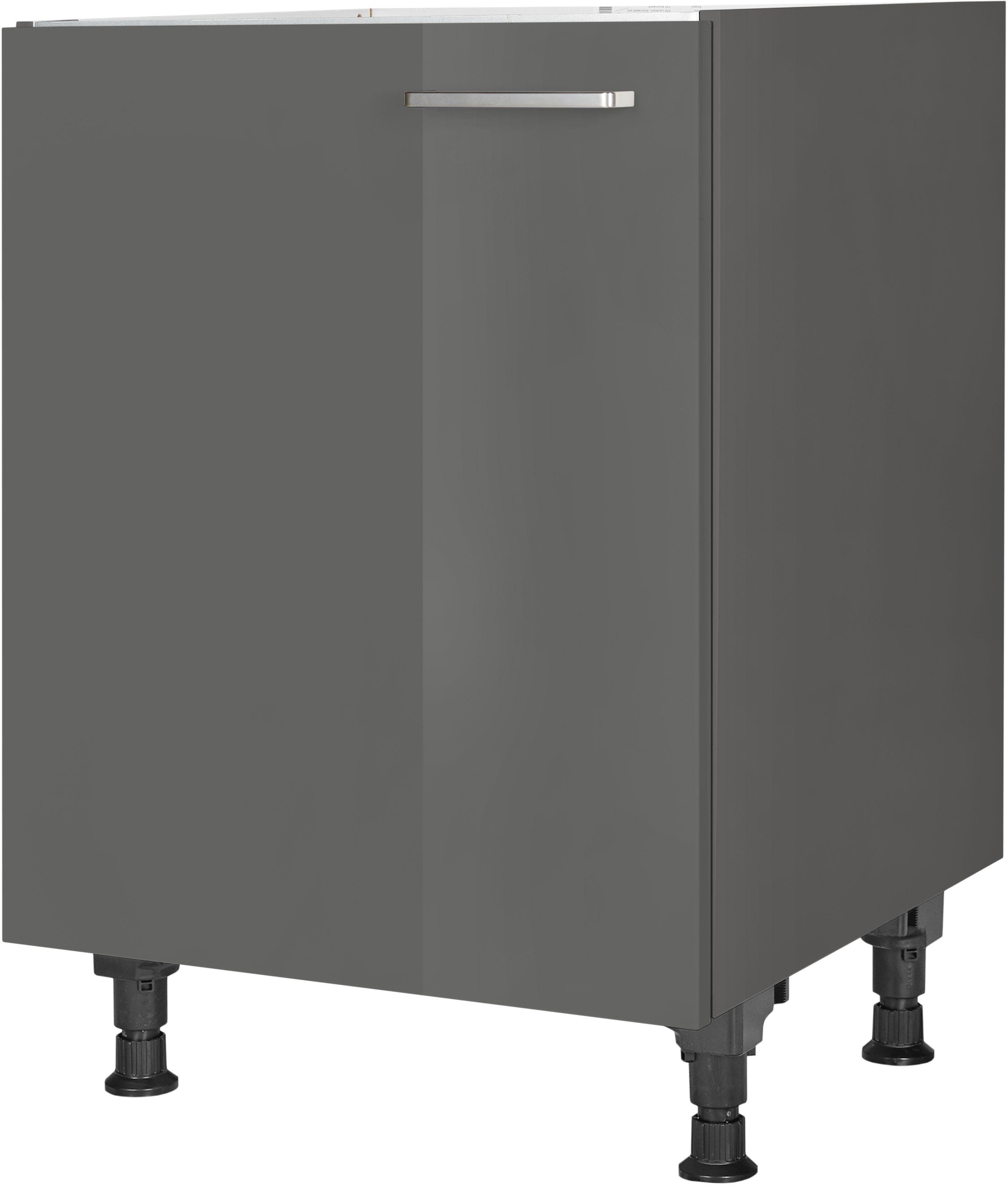NOBILIA Spülenschrank Flash Grau Hochglanz mit Soft-Close
