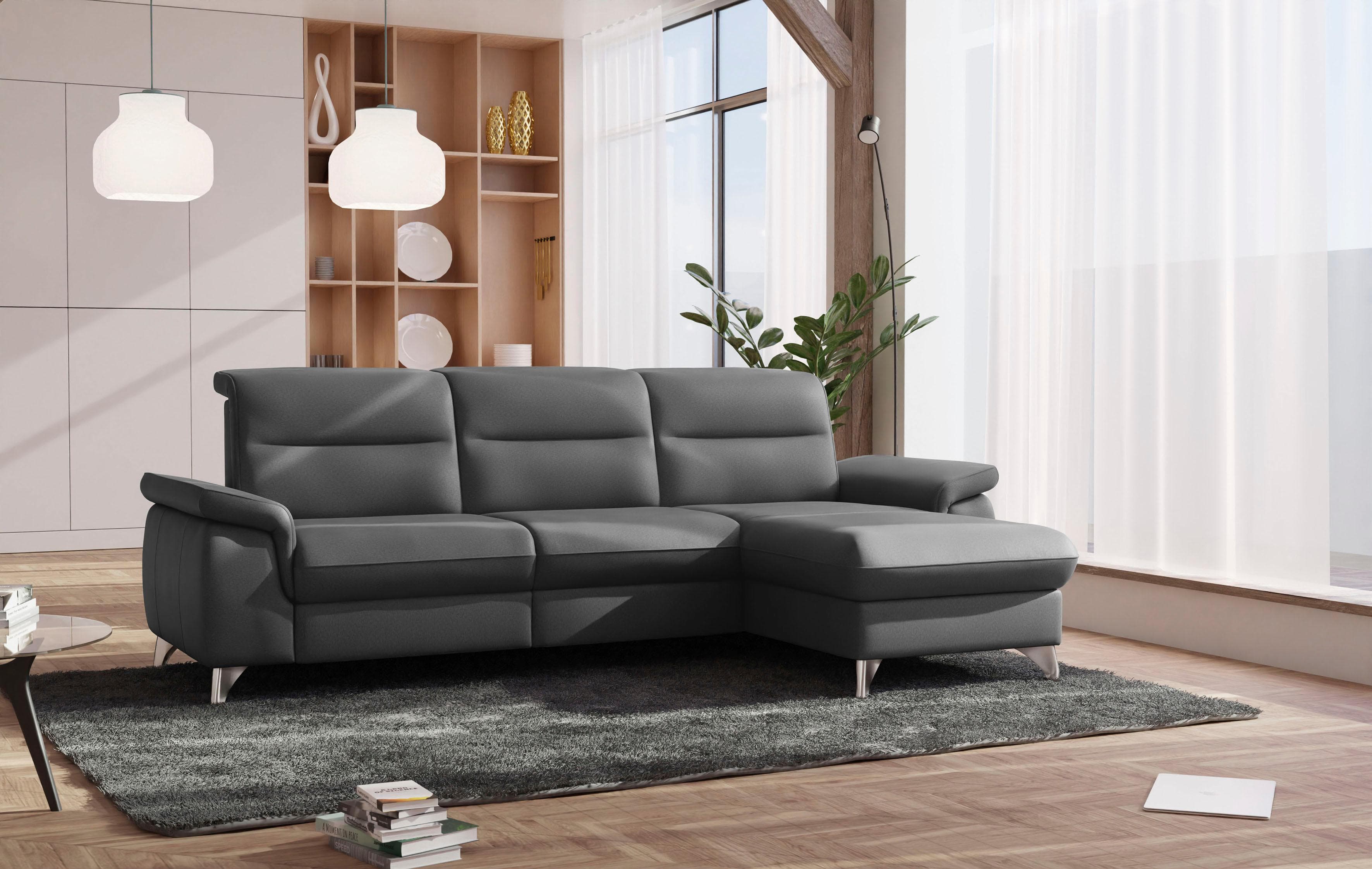 SIT & MORE Ecksofa Astoria L-Form Dunkelgrau mit Relaxfunktion
