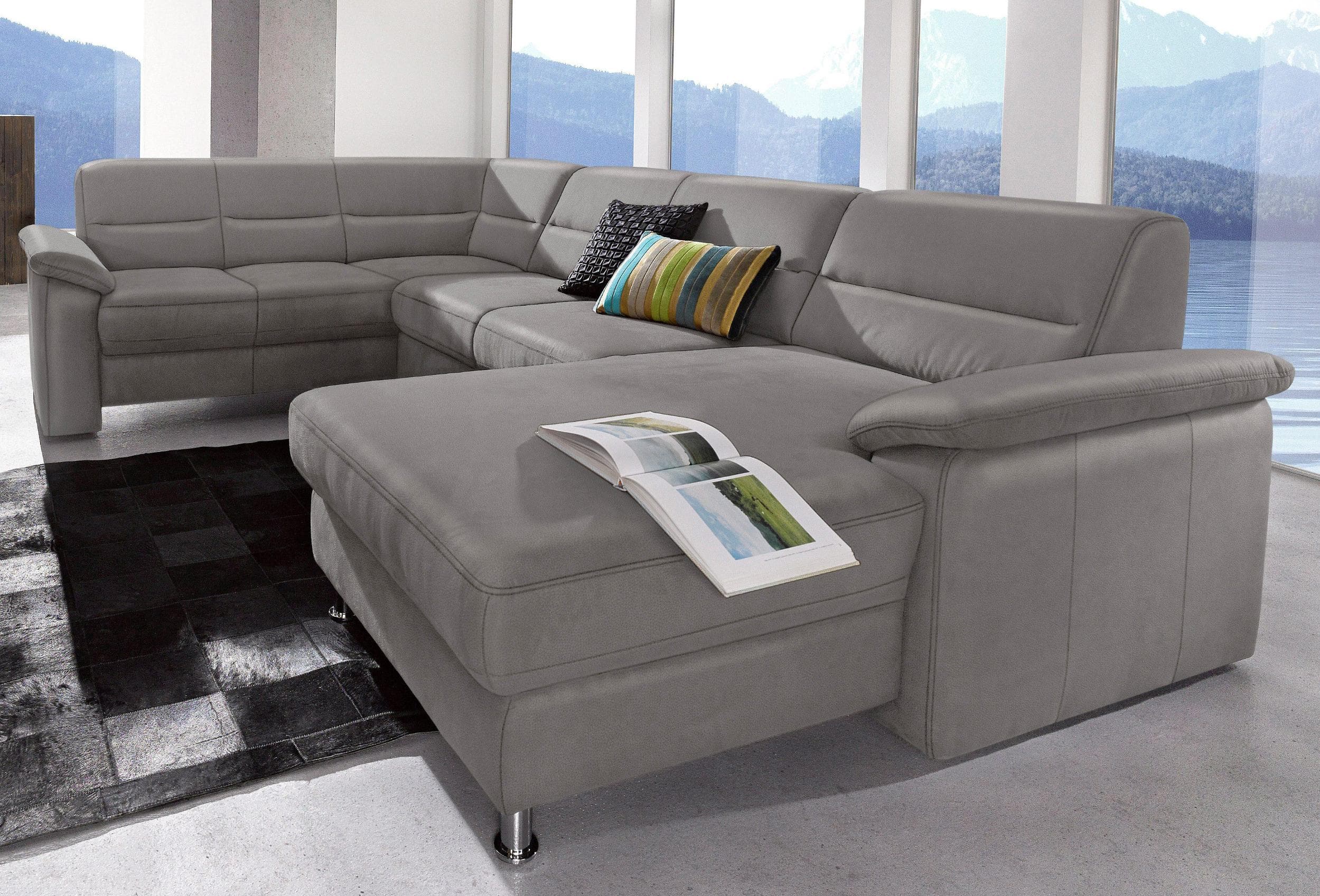 Wohnlandschaft SIT & MORE Ascara U-Form Grau Boxspring-Polsterung