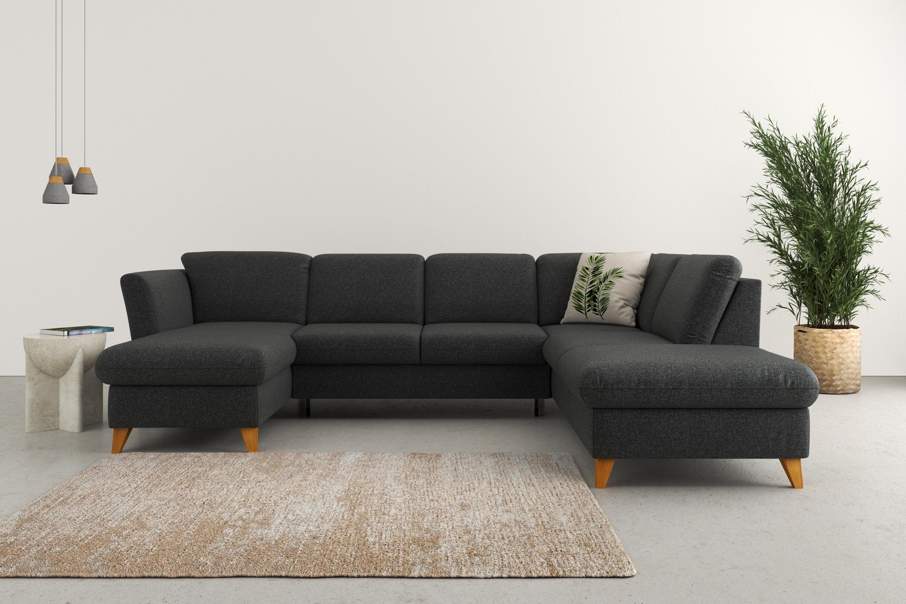 U-förmige Wohnlandschaft mit Federkernpolsterung & optionalem Bettfunktion