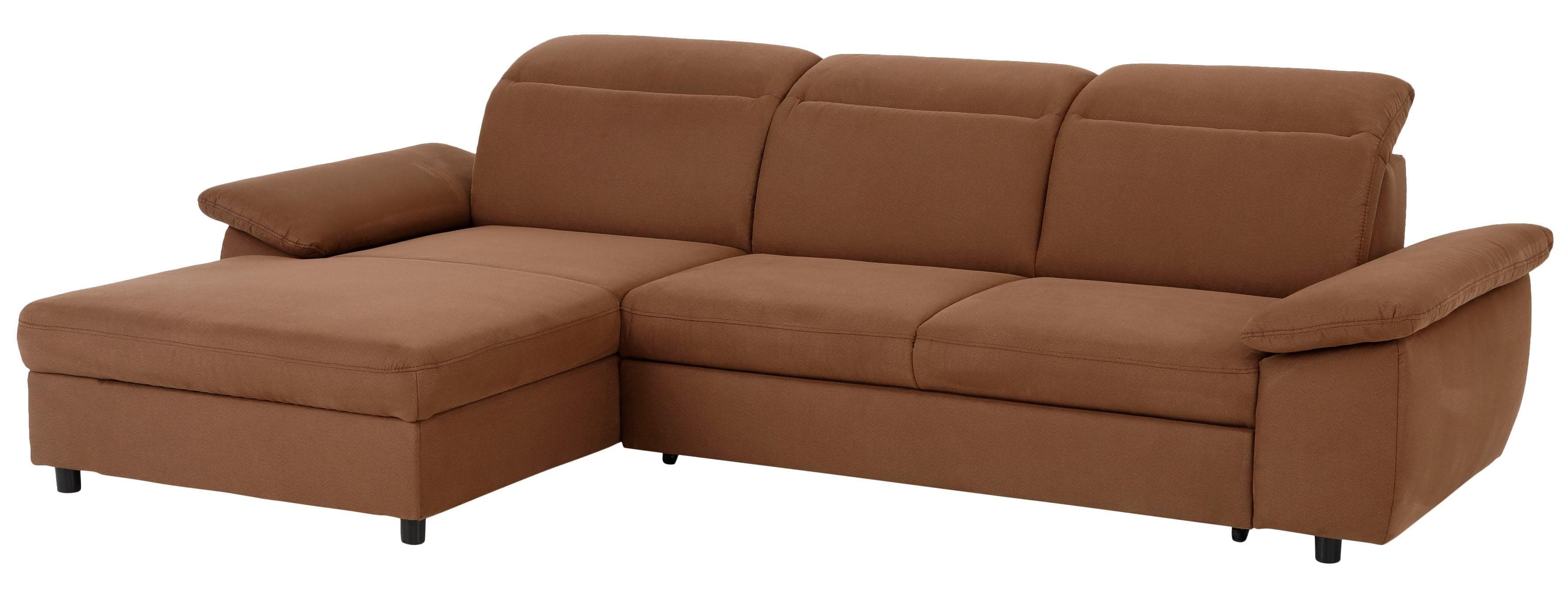 HOME AFFAIRE Ecksofa Mauritius L-Form Braun mit Bettfunktion