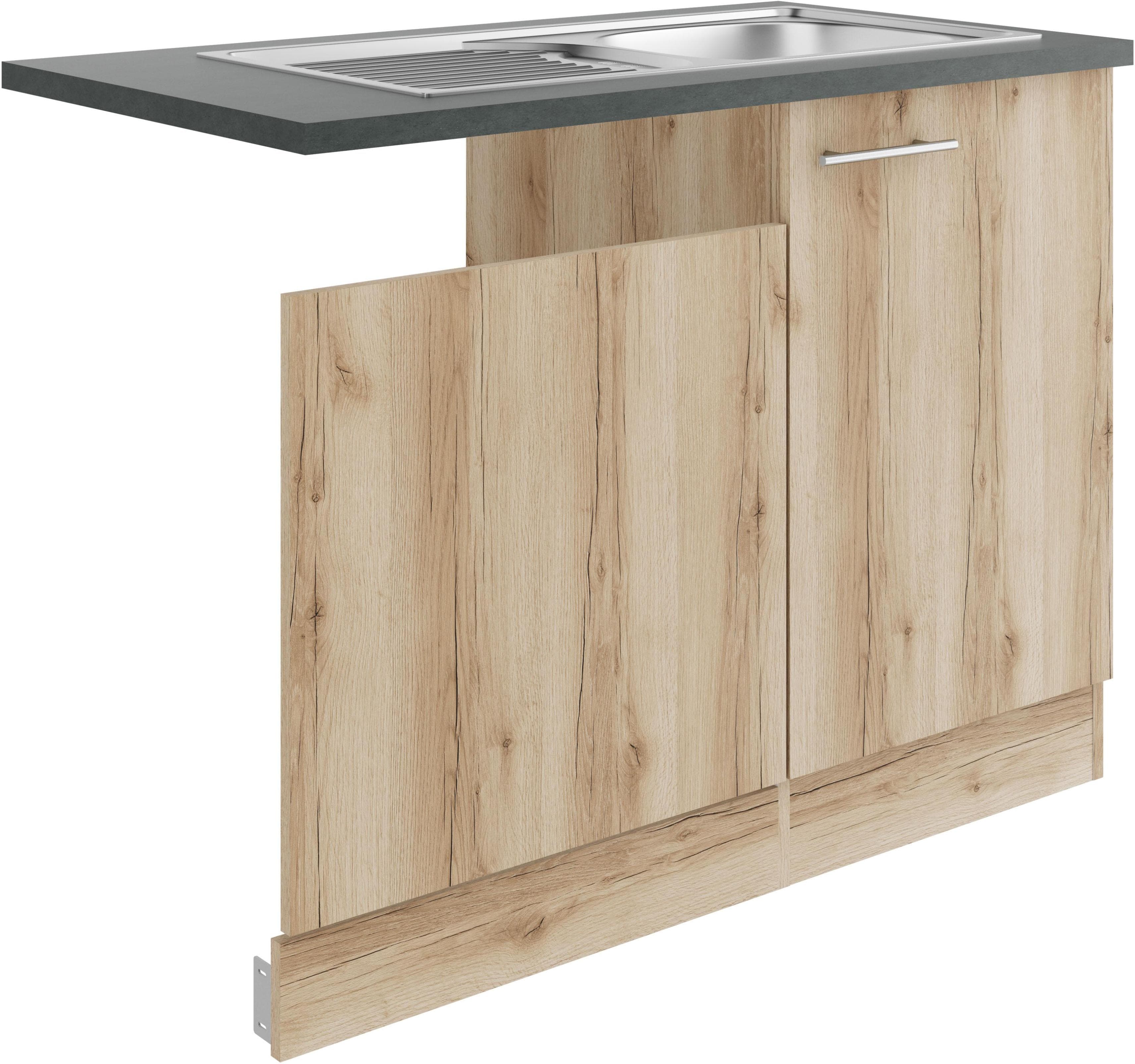 OPTIFIT Spülenschrank Bella 110cm Wildeiche Anthrazit