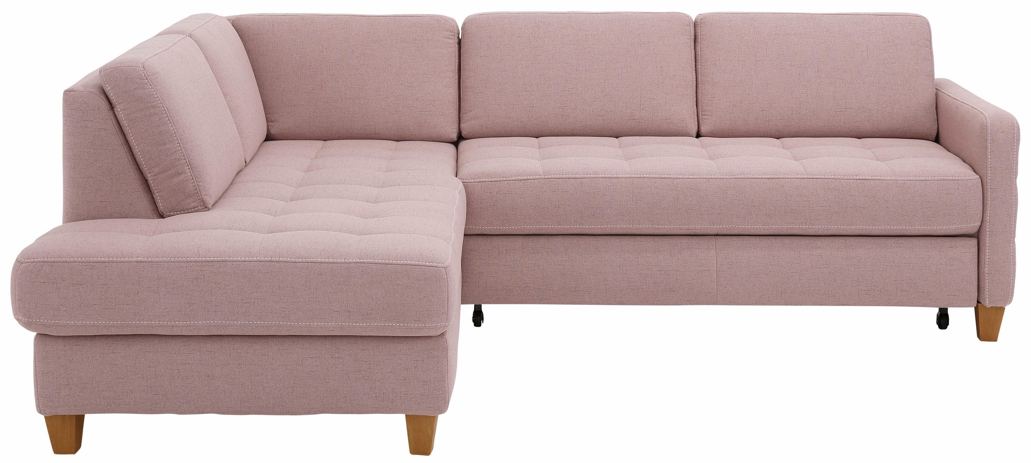 HOME AFFAIRE Earl L-Form Ecksofa Rosa Bettfunktion