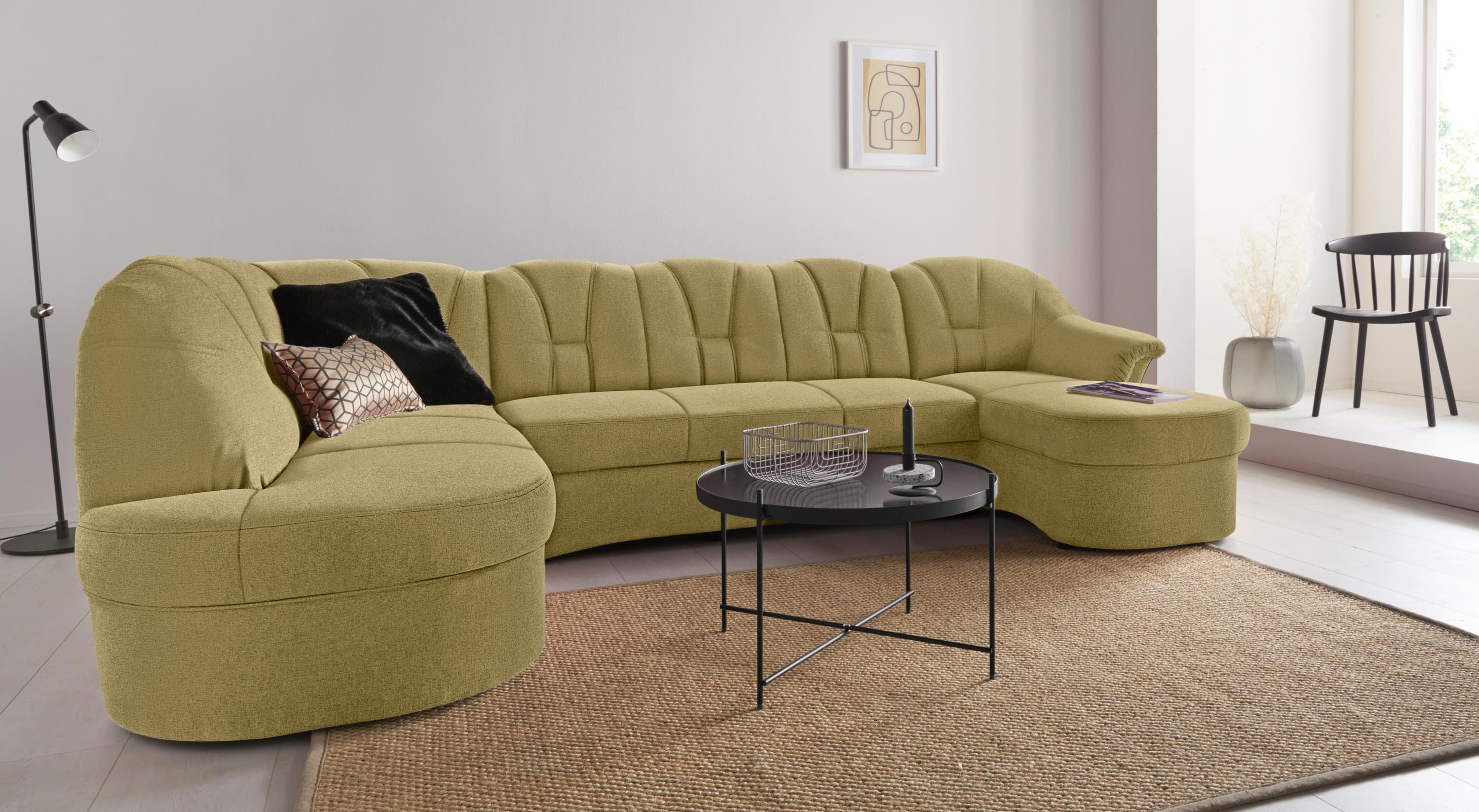 U-Sofa mit Bettfunktion & großer Farbwahl - Freistehend