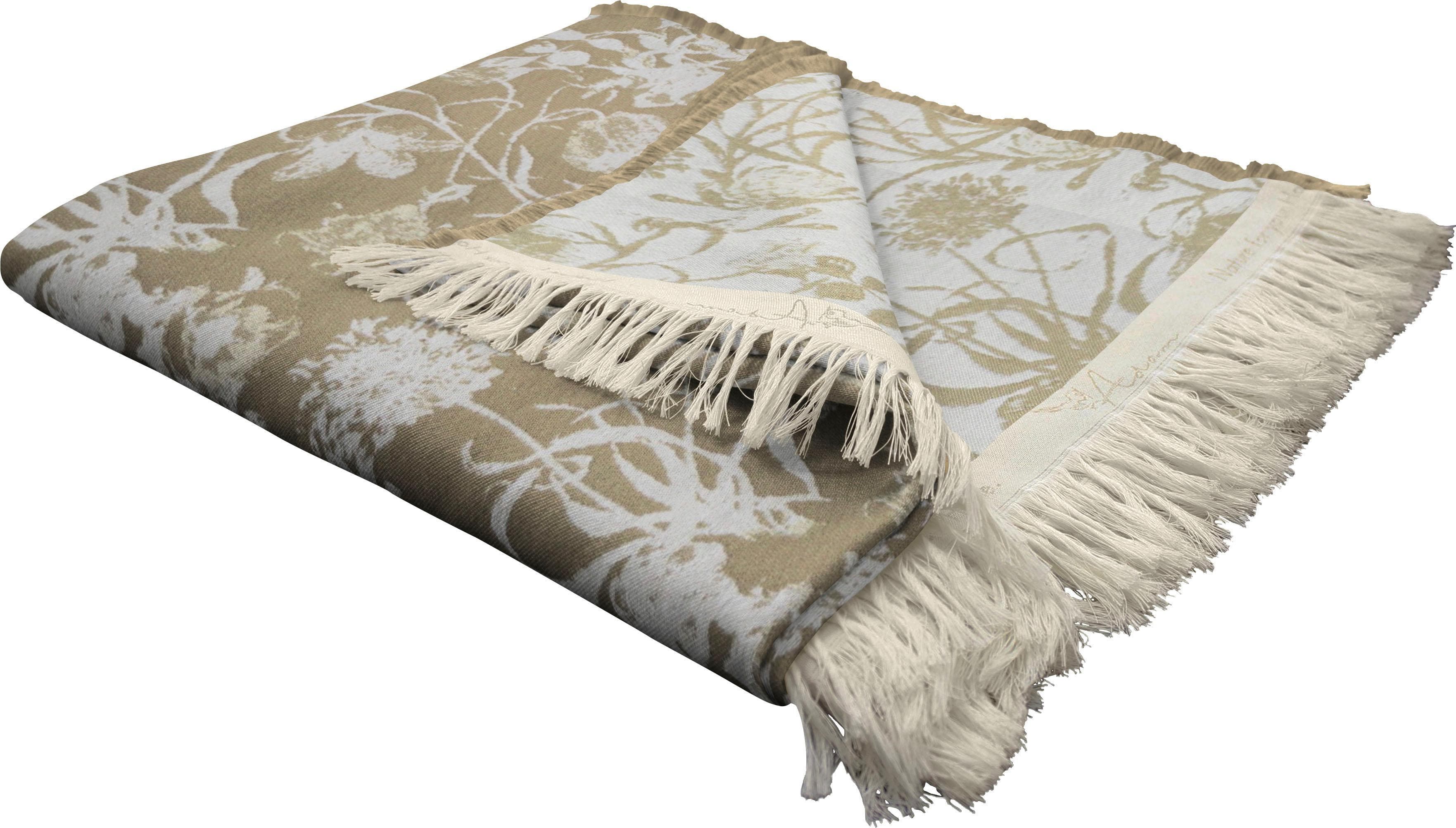 ADAM Wohndecke Flower Cuvée Beige Baumwolle Florales Jacquard