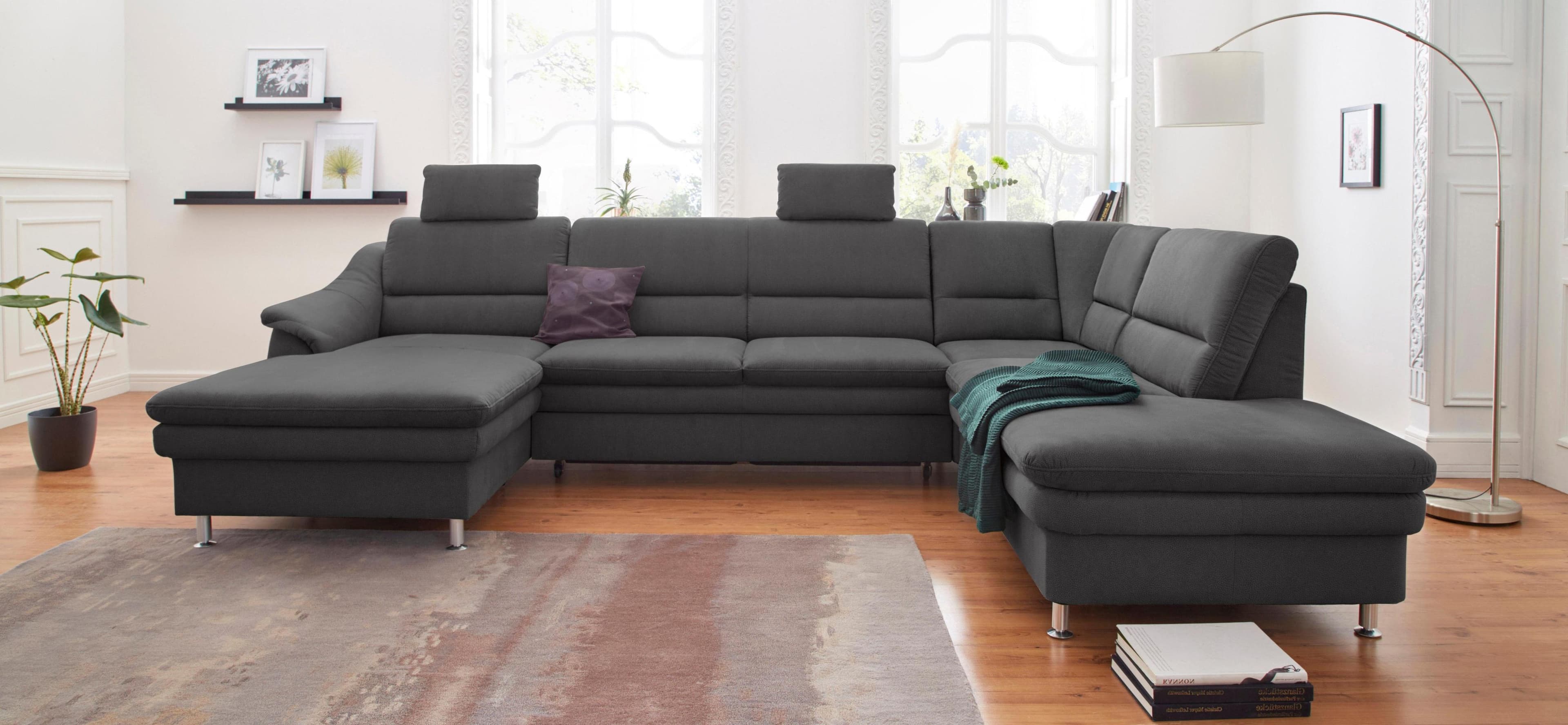 SIT & MORE Cardoso U-Form Wohnlandschaft Anthrazit Relaxfunktion