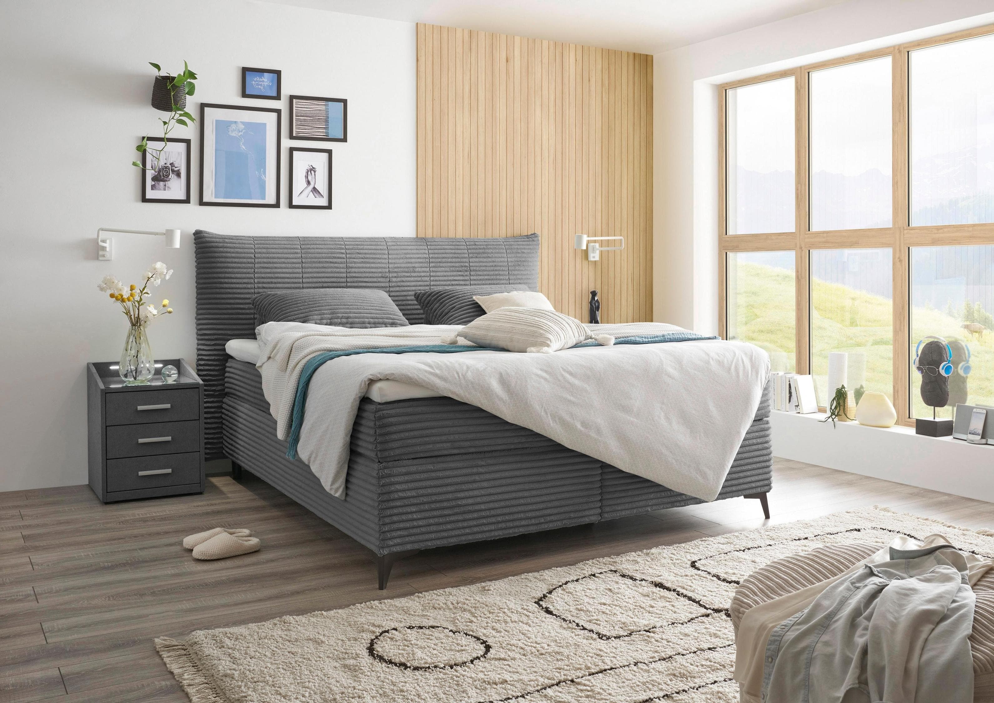 Boxspringbett Seattle Duo-Matratze Anthrazit 180x200 cm