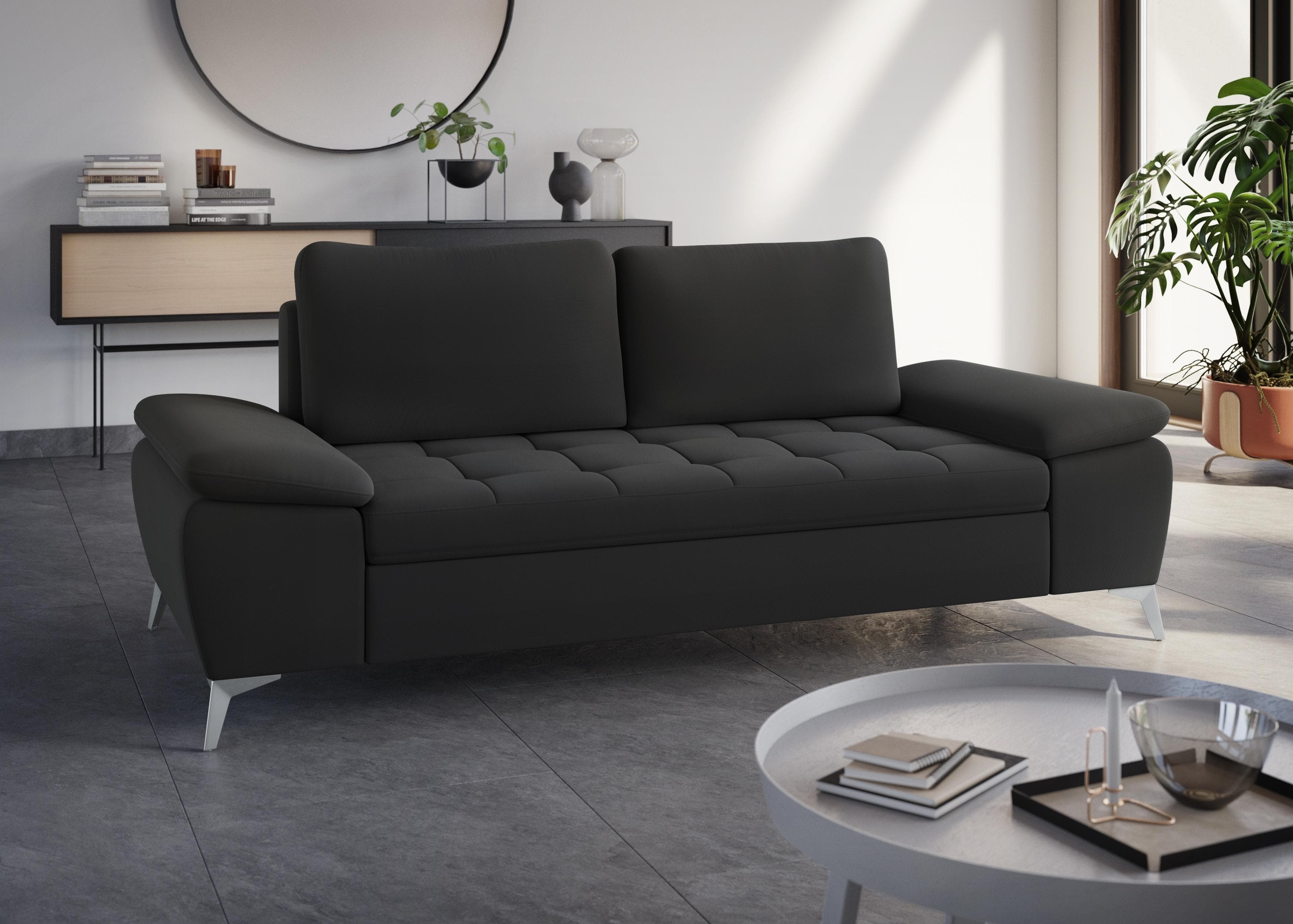 SIT & MORE Sofa Latigo 2,5-Sitzer Anthrazit Metallfüße