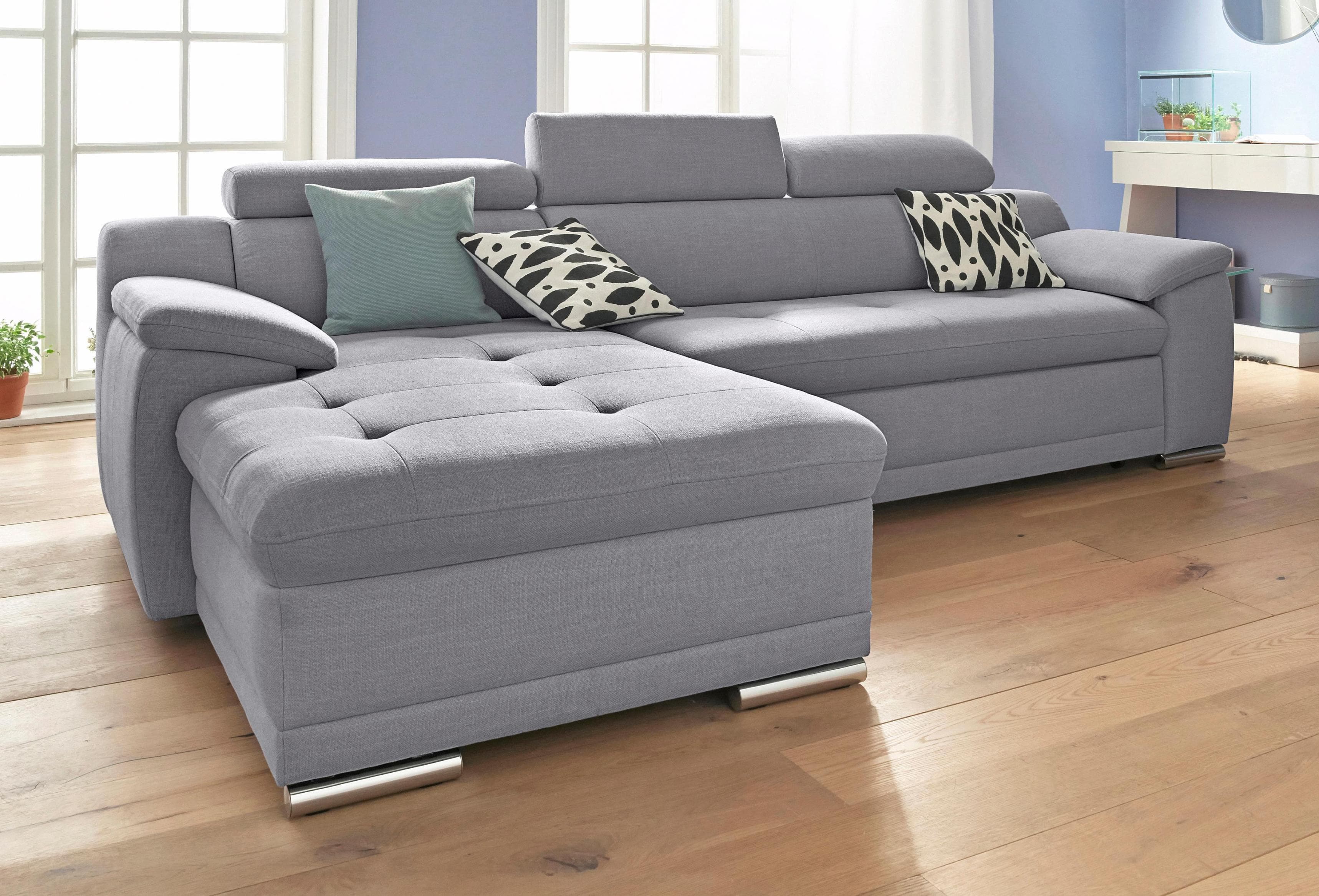 SIT & MORE Ecksofa Andiamo L-Form Grau mit Bettfunktion
