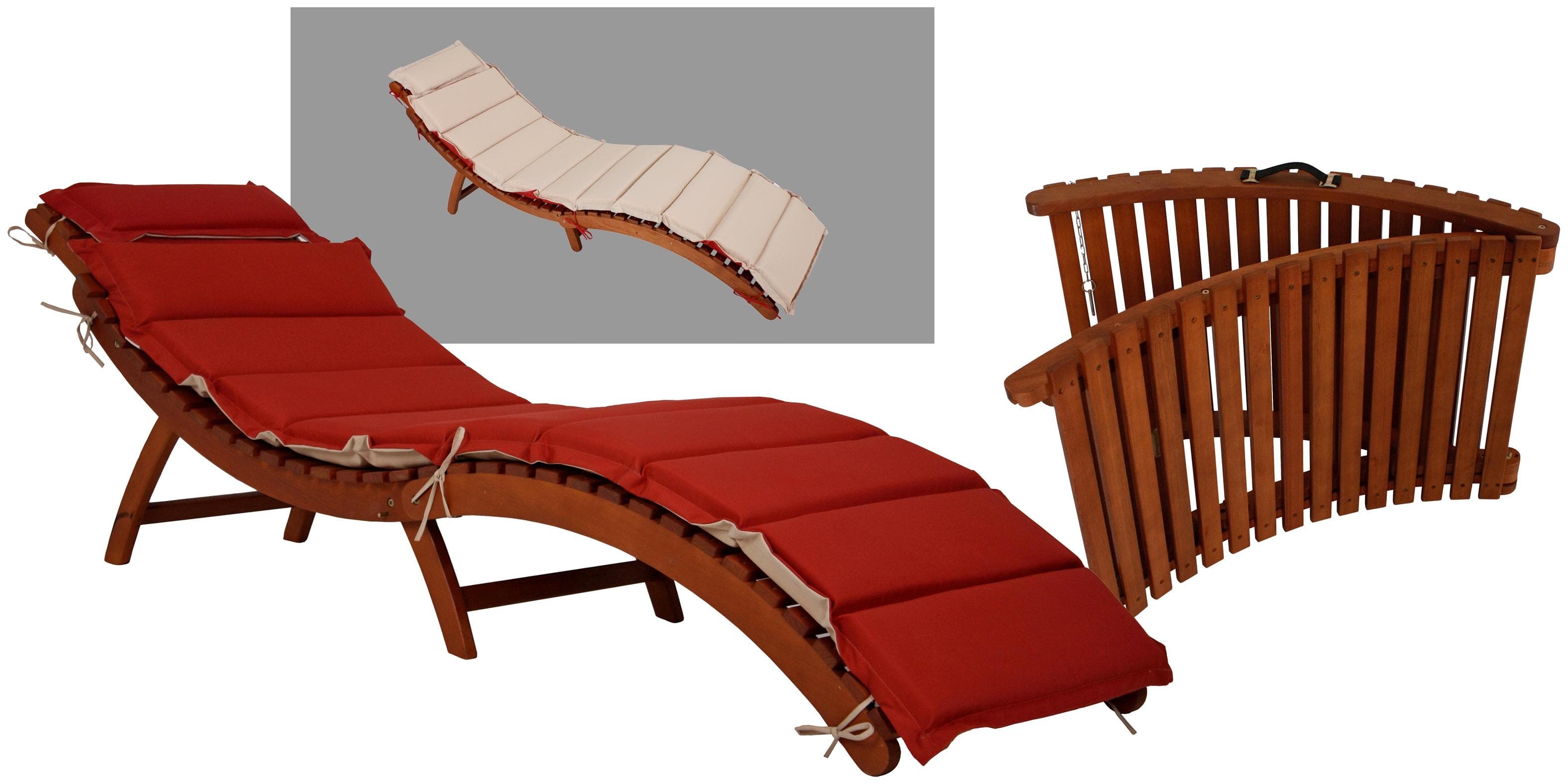 Gartenliege GARDEN PLEASURE "NASSAU" Braun mit Wendeauflage