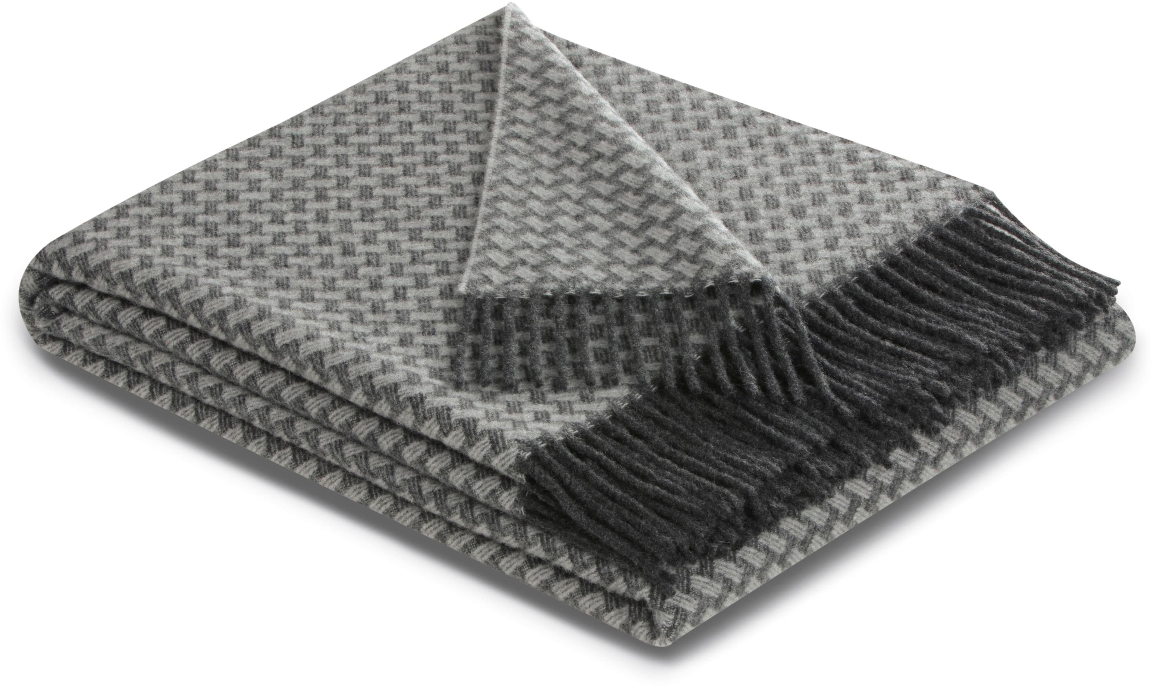 BIEDERLACK Plaid Vivo Antracite Kaschmir Schurwolle Wohndecke