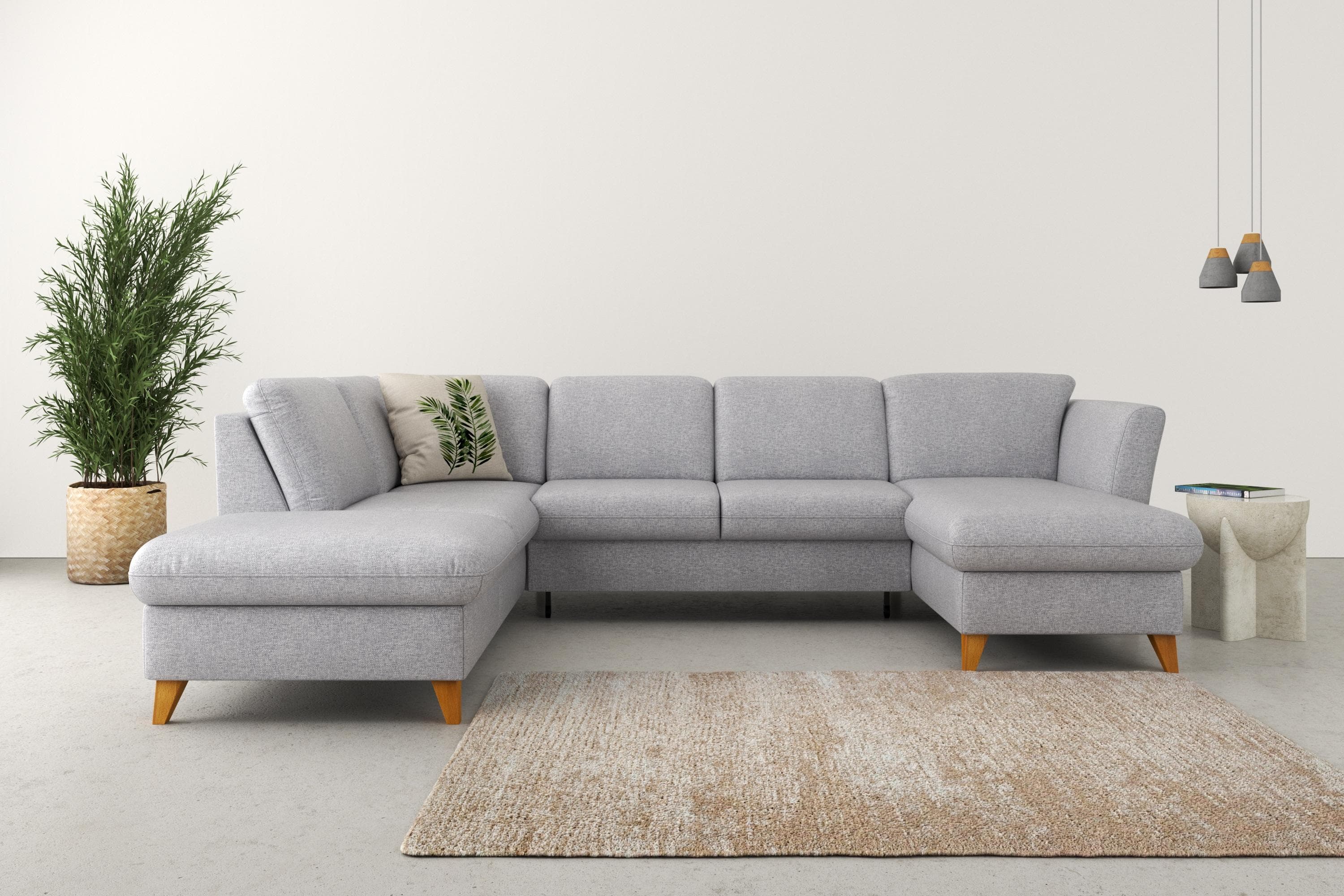 HOME AFFAIRE Trelleborg U-Form Wohnlandschaft Silber mit Bettfunktion