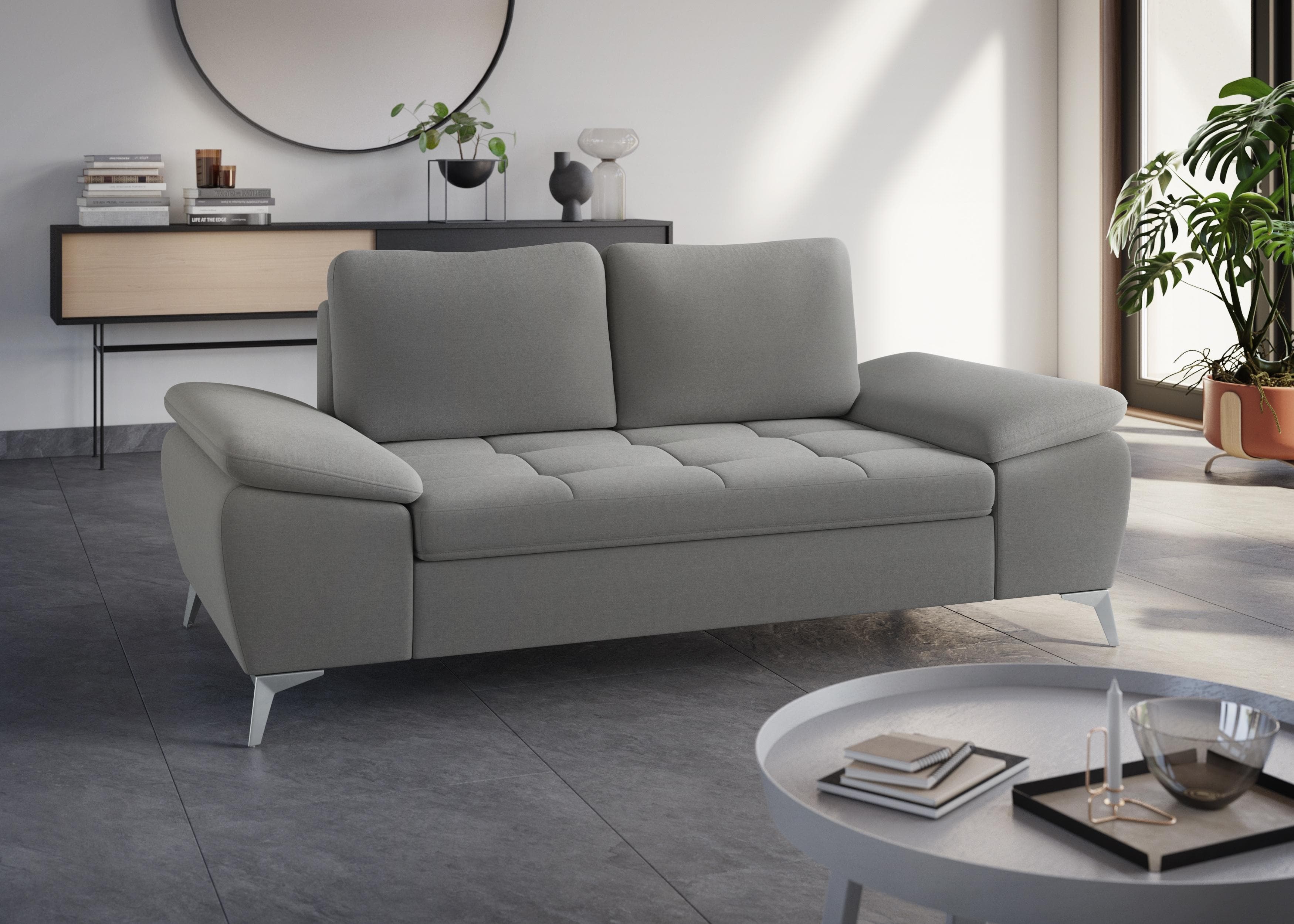 SIT & MORE Latigo 2-Sitzer Sofa Grau Metallfüße