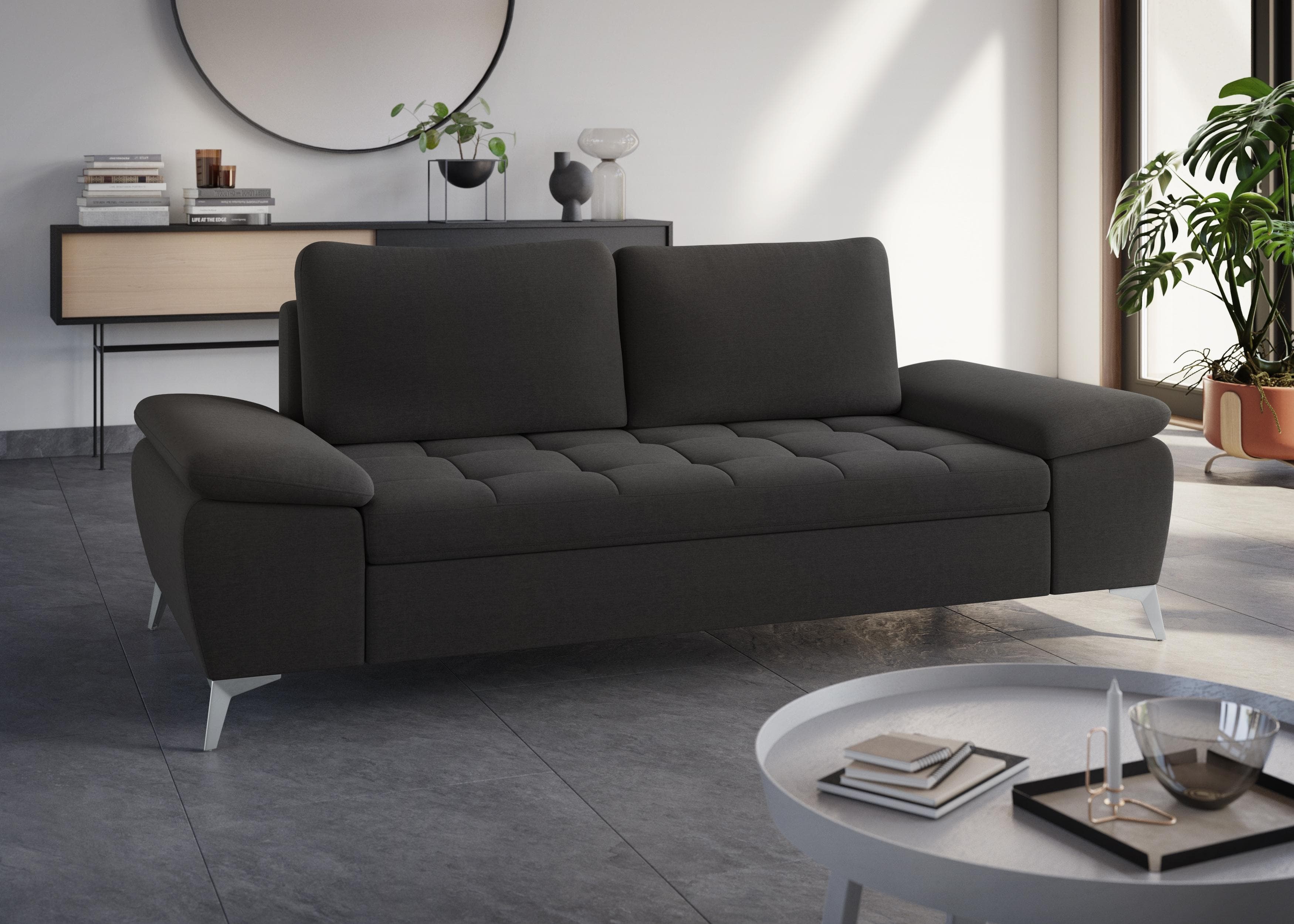 SIT & MORE Latigo 2,5-Sitzer Sofa Grau Metallfüße