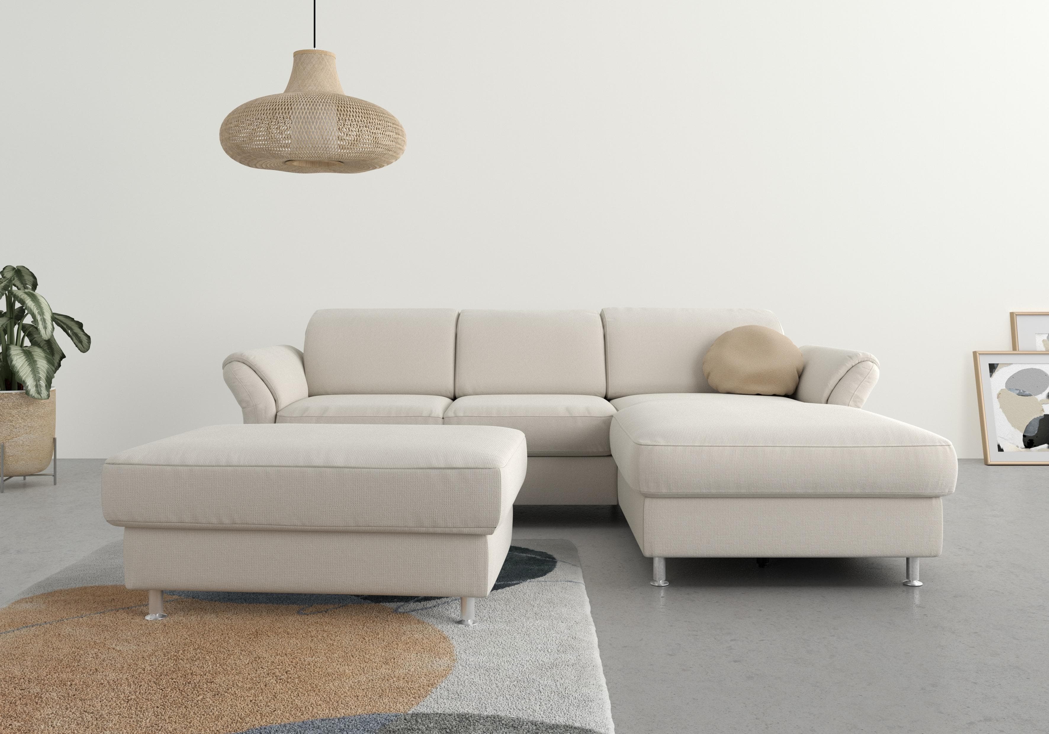 SIT & MORE Ecksofa Apulia L-Form Creme mit Recamiere