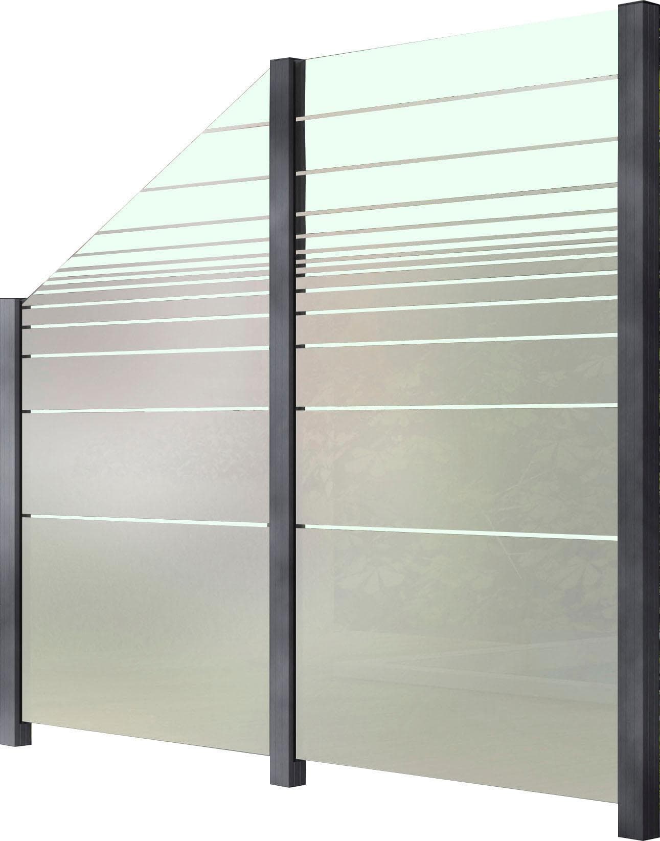 Zaun STAKET PRO Glaszaun Aluminium Grau 188 cm