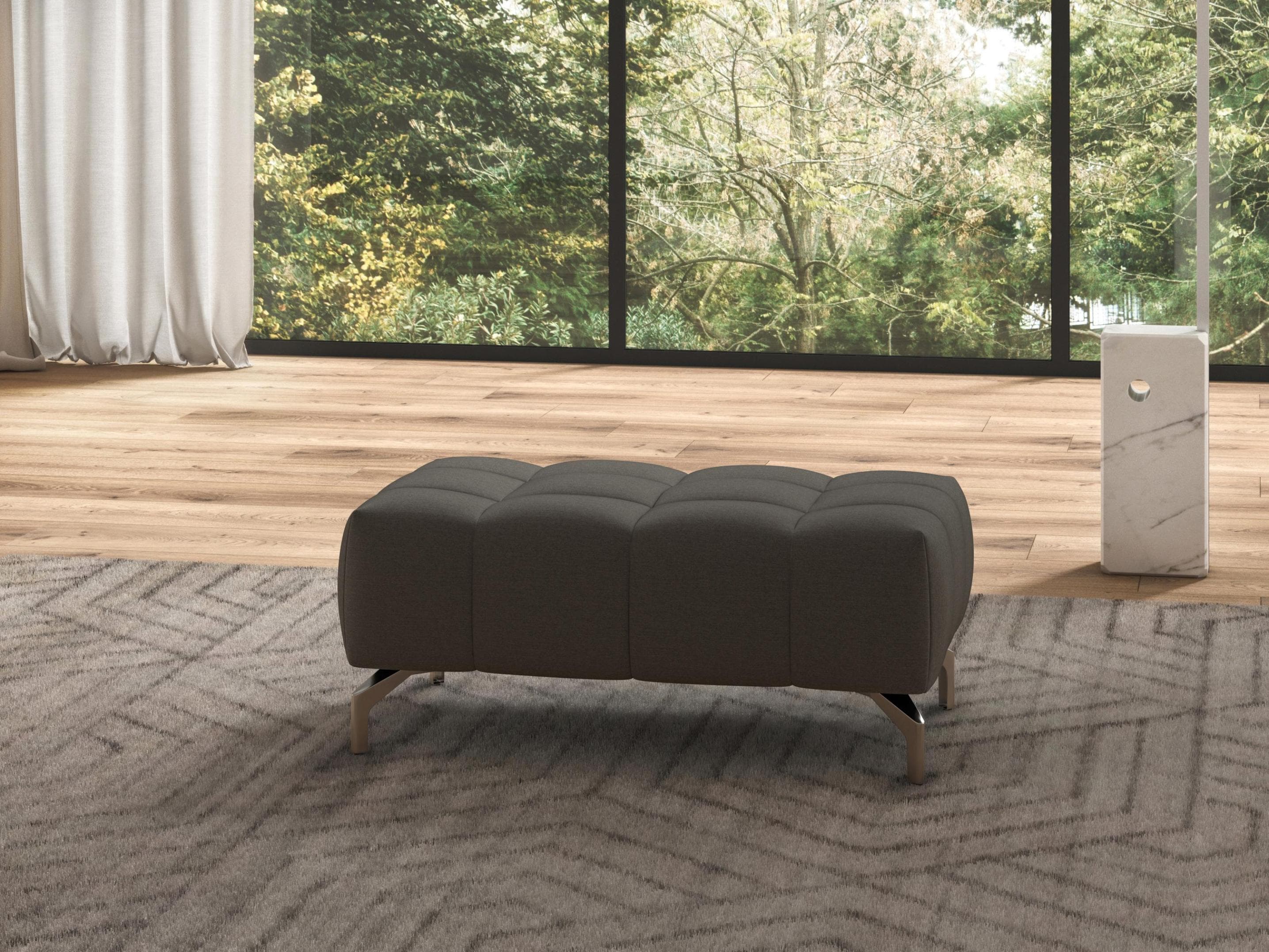 SIT & MORE Polsterhocker Cool Braun Silber Metallbeine