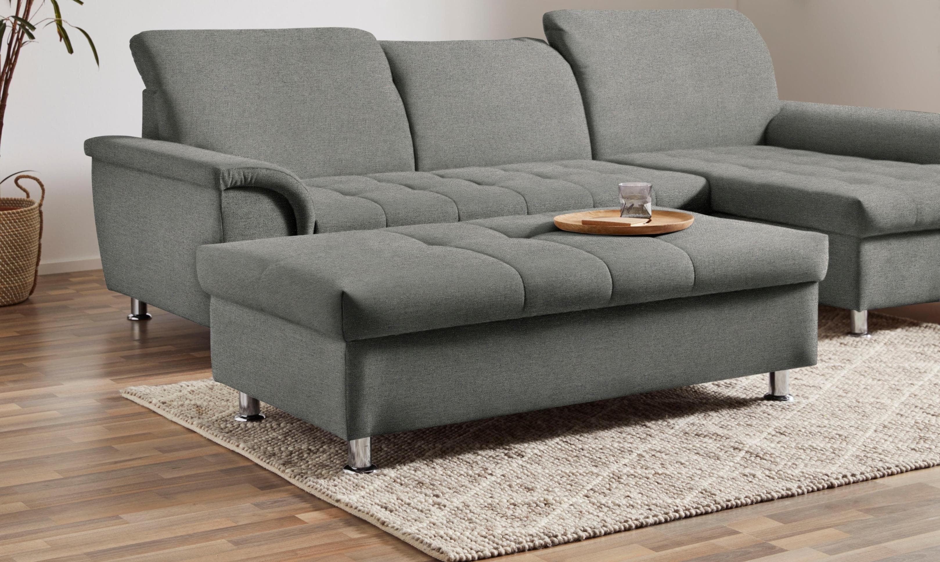 DOMO Collection Stauraumhocker Franzi Grau mit großem Staufach