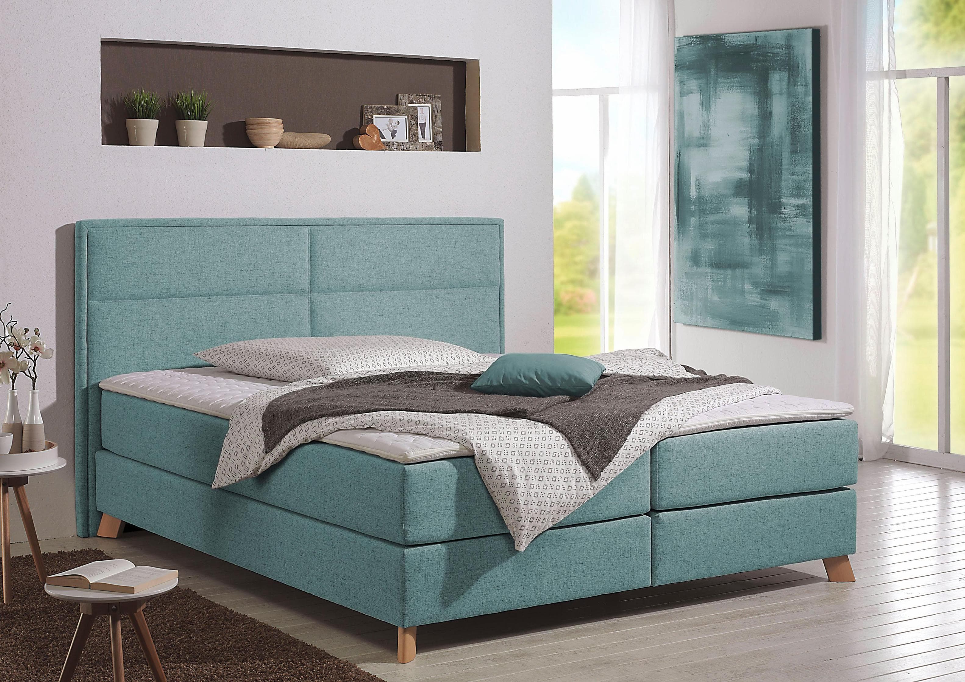 Home Affaire Boxspringbett Caria Blau mit Topper