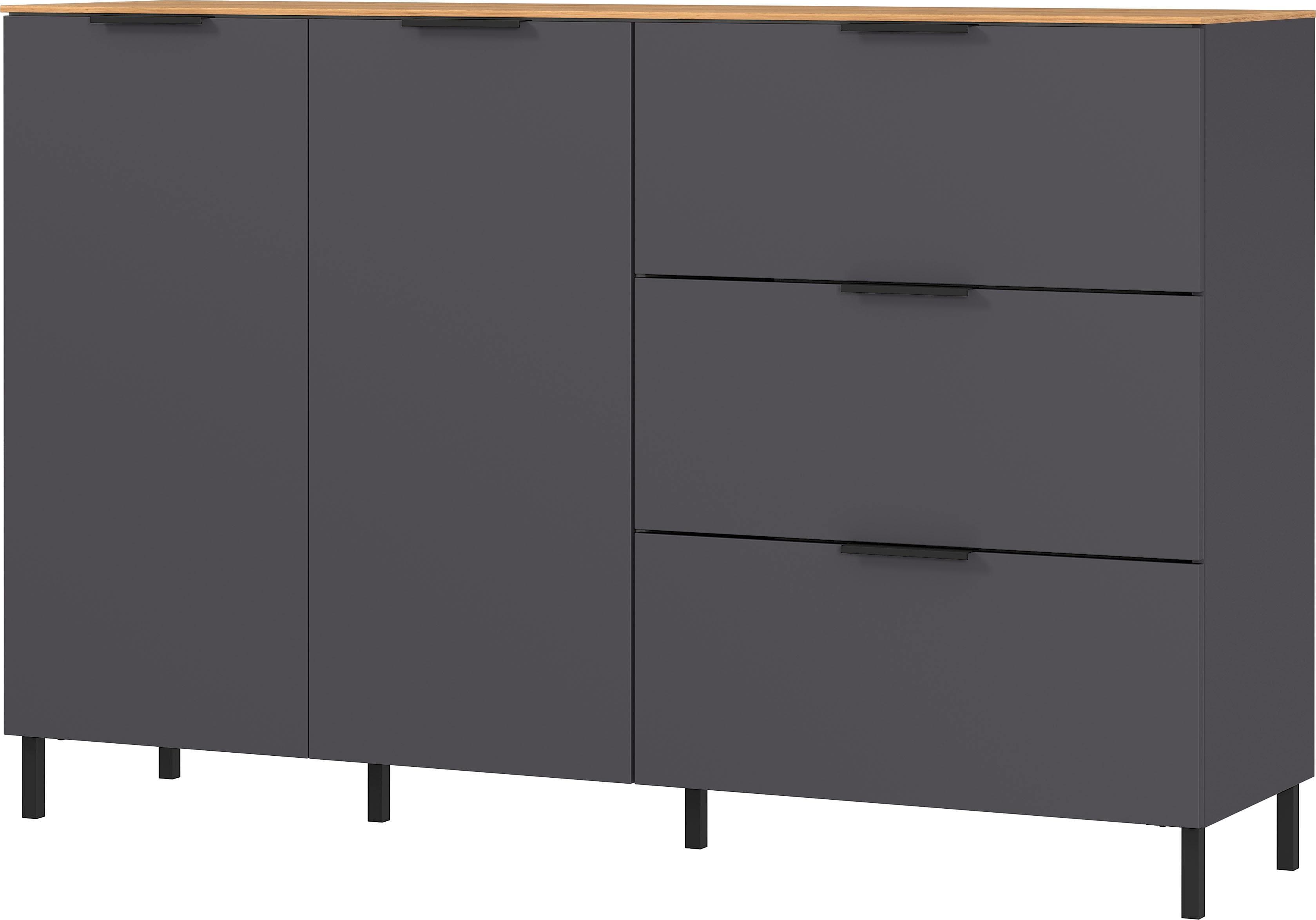 Sideboard mit 2 Türen und 3 Schubladen in Graphit & Navarra Eiche Dekor