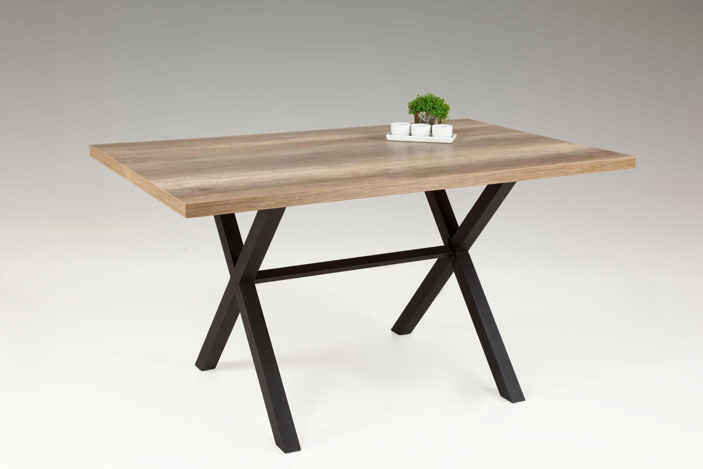 HELA Esstisch Bonny Wildeiche Anthrazit X-Gestell Holzwerkstoff Metall