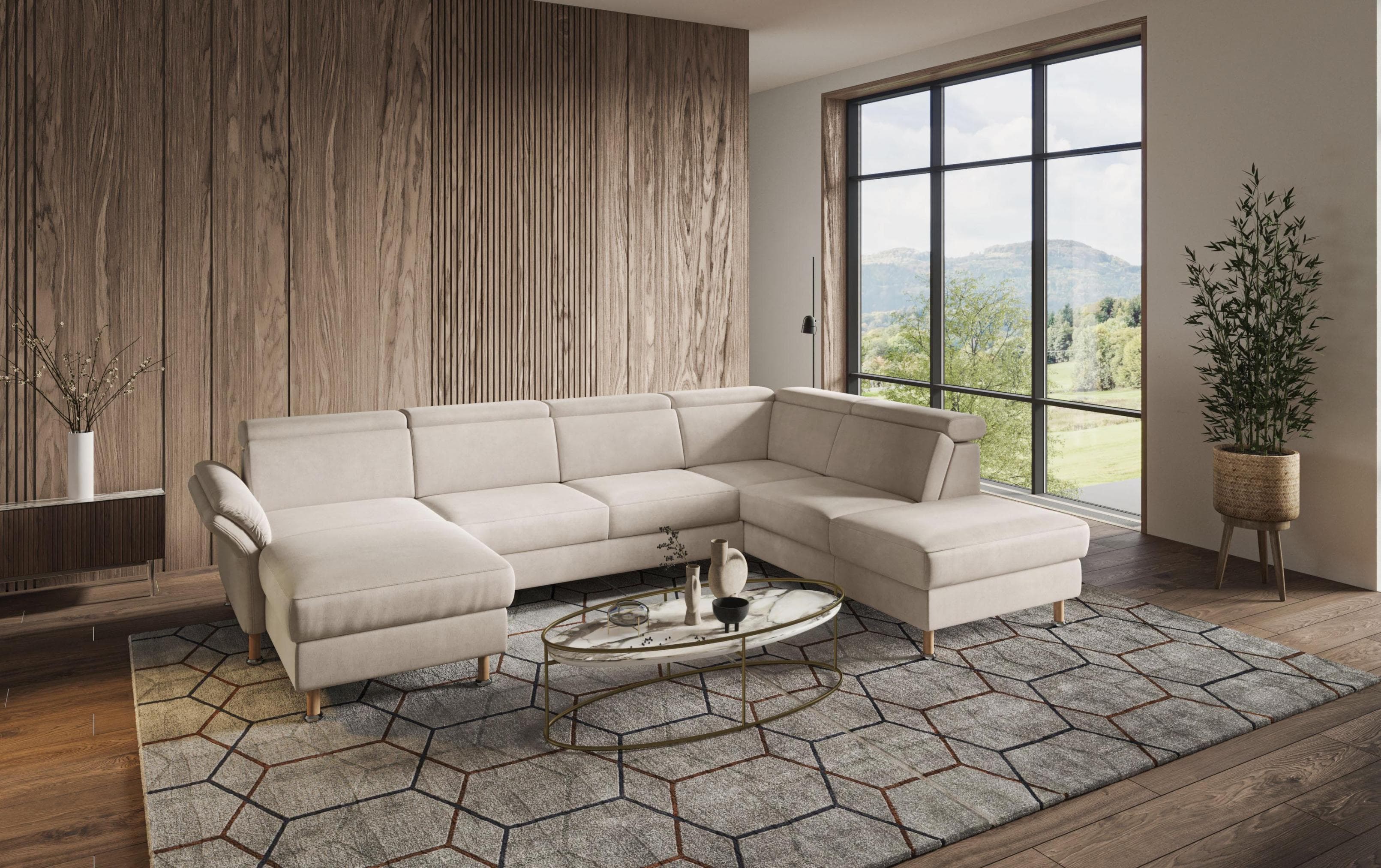 Home Affaire Wohnlandschaft Calypso U-Form Beige 100% Polyester