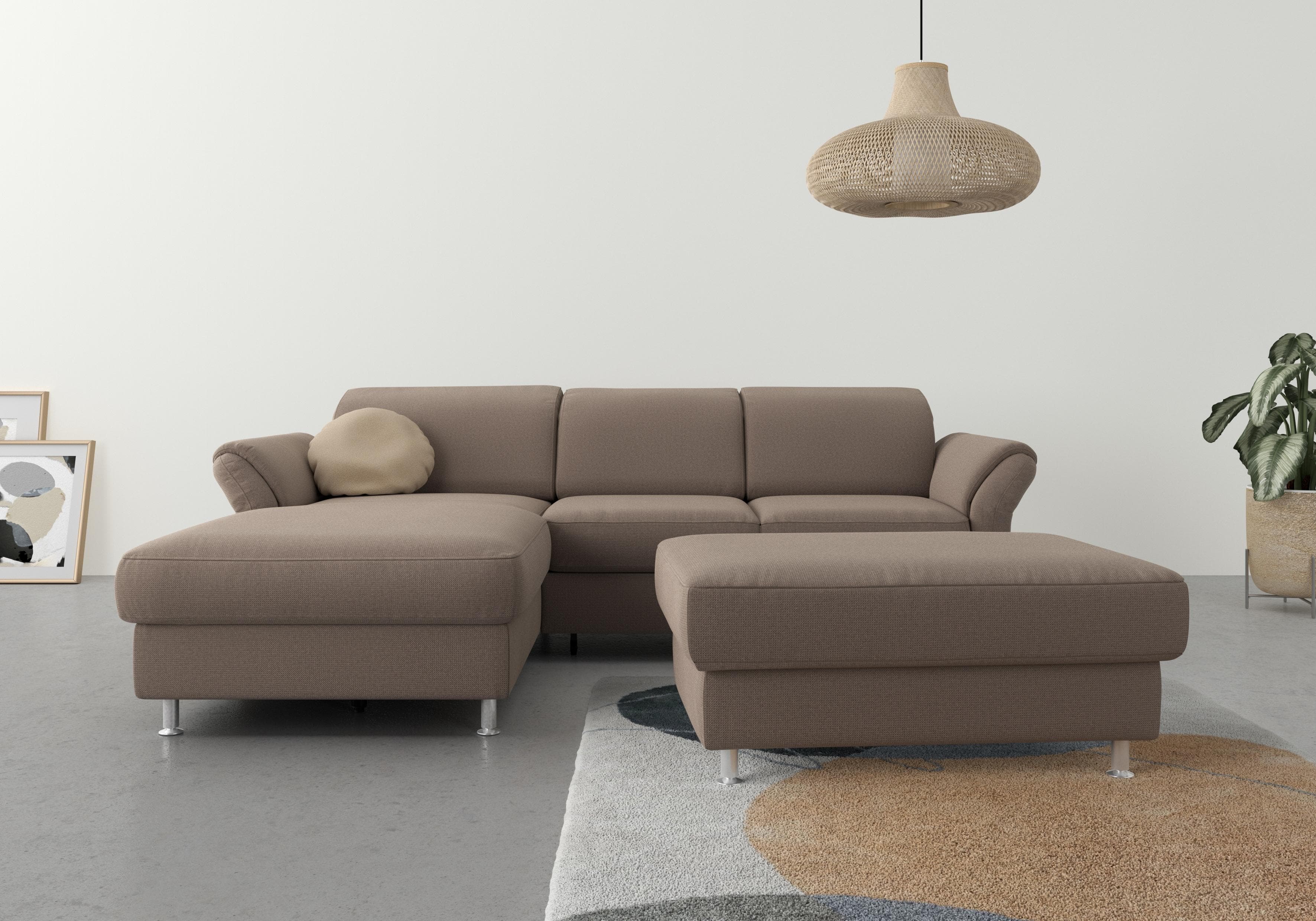 SIT & MORE Ecksofa Apulia L-Form Grau Taupe mit Bettfunktion