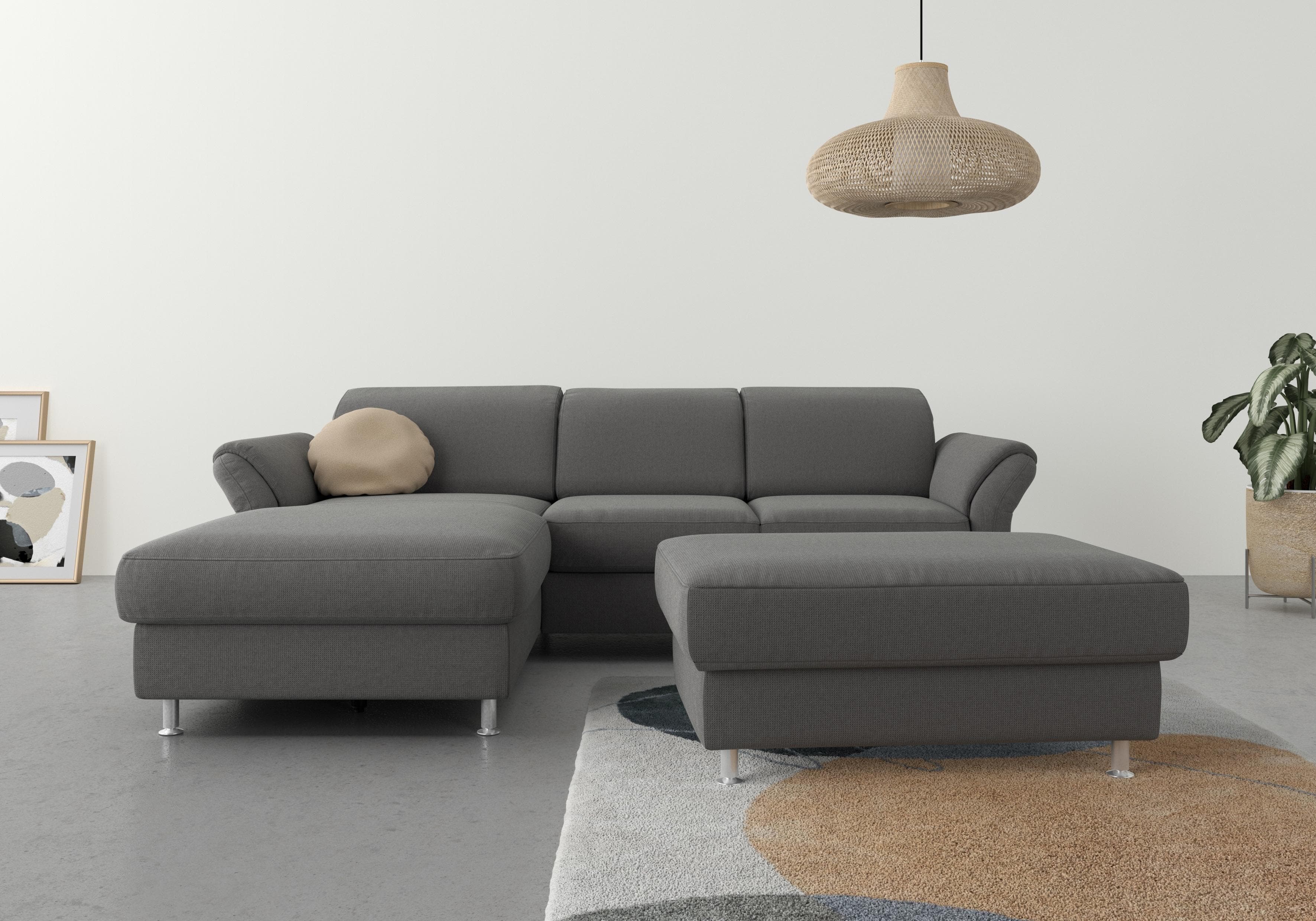 SIT & MORE Ecksofa Apulia L-Form Grau mit Recamiere