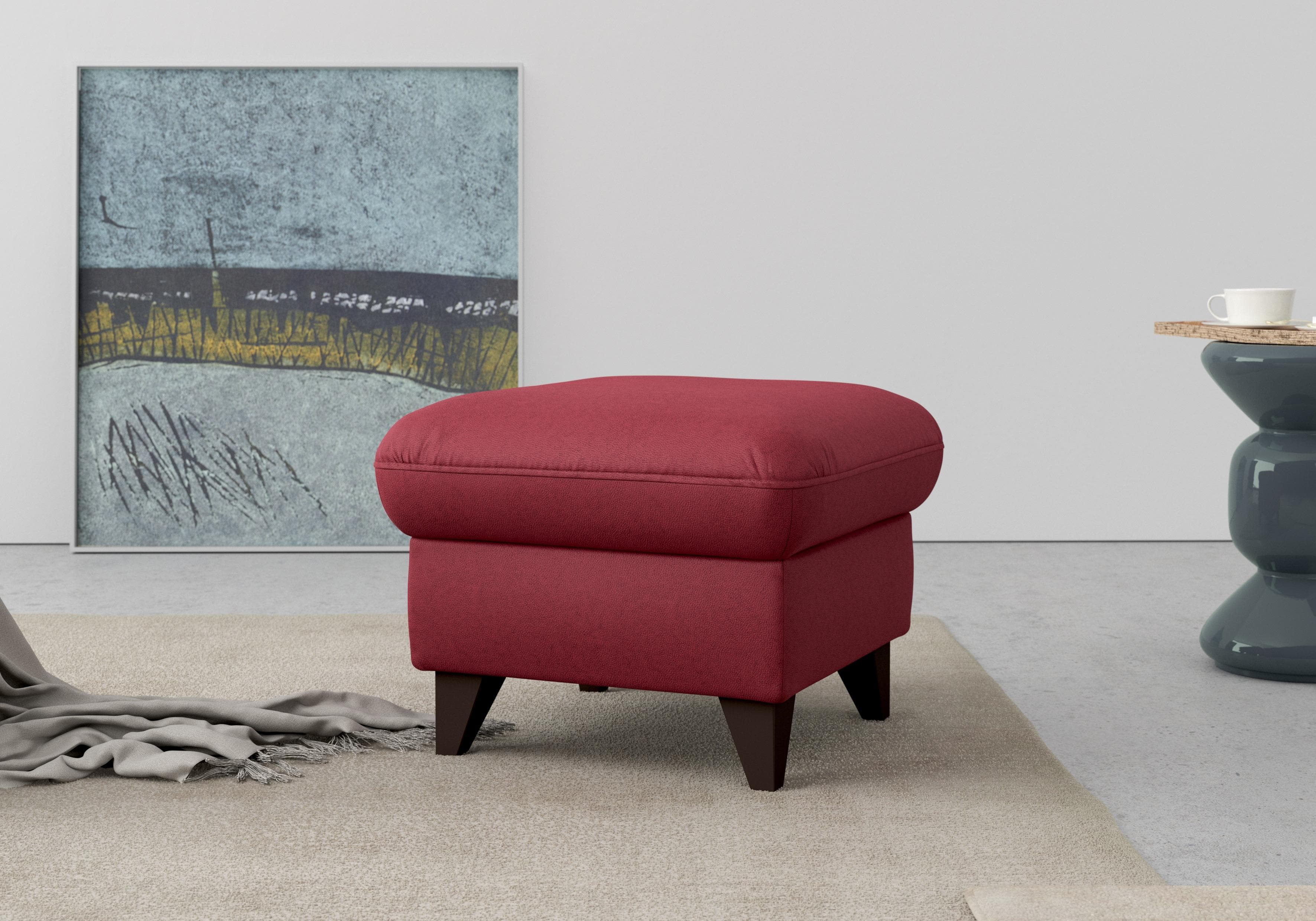 SIT & MORE Stauraumhocker Mellum Bordeaux mit Holzfüßen