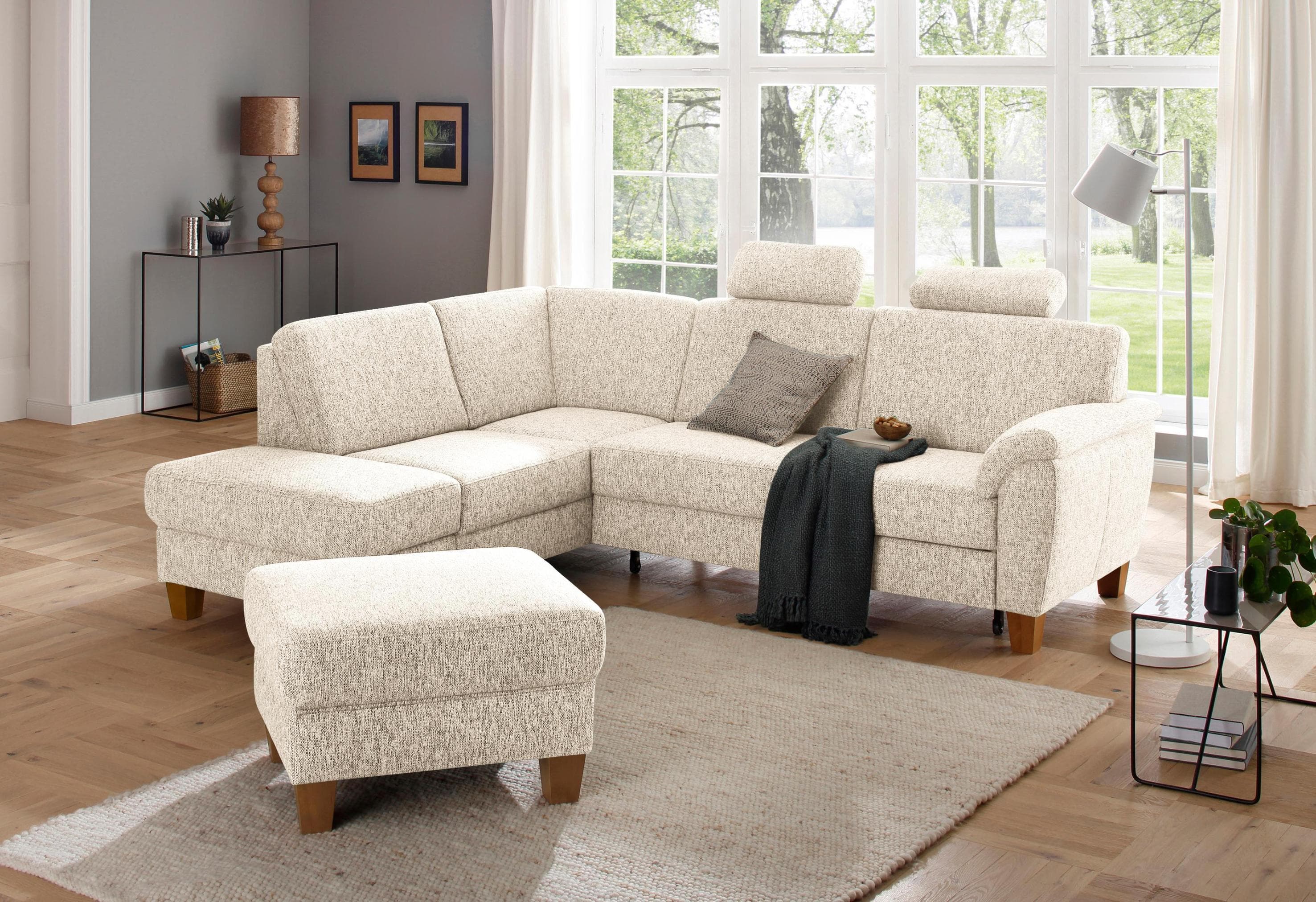 HOME AFFAIRE Alta Ecksofa L-Form Beige mit Bettfunktion