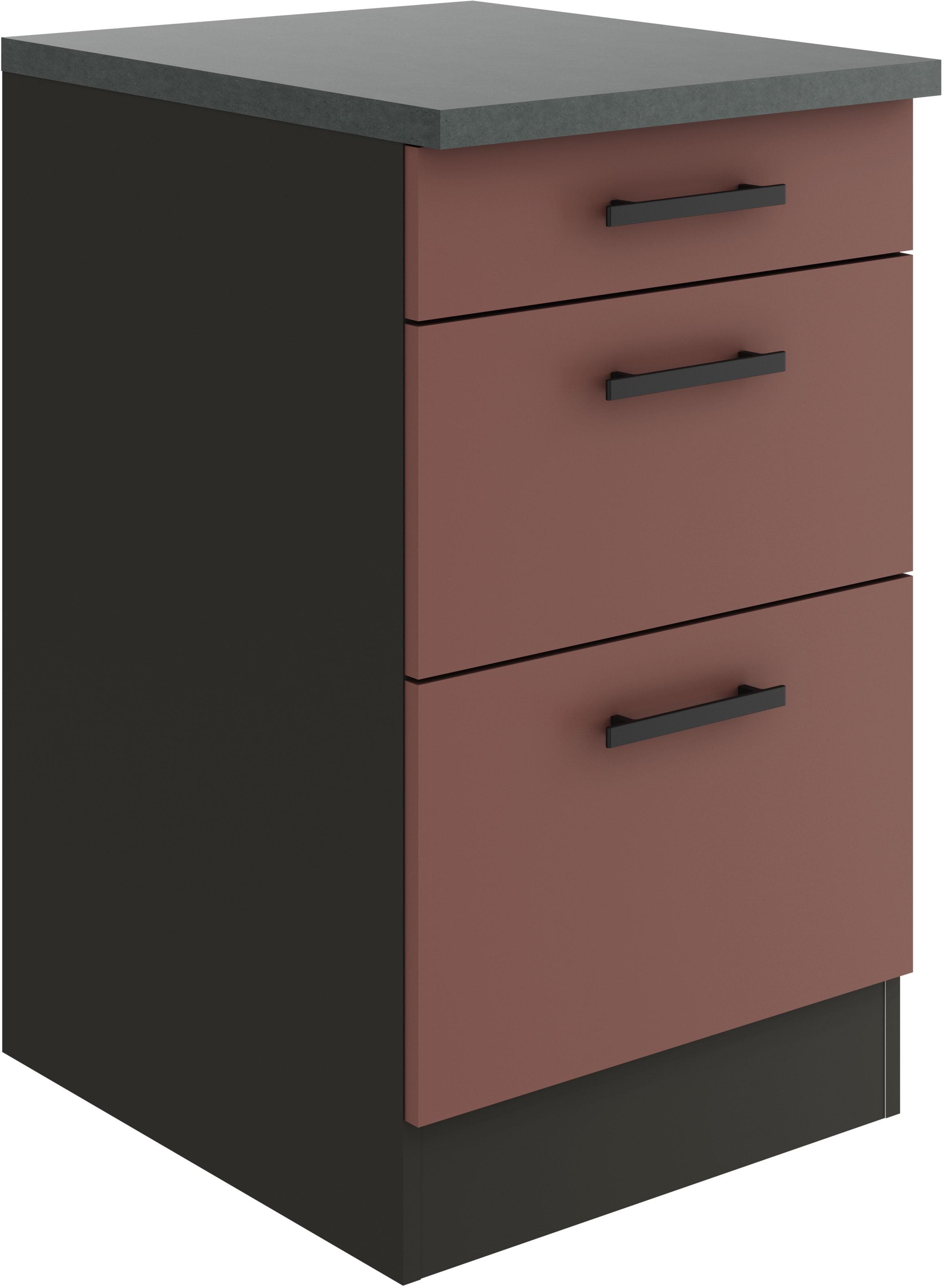 OPTIFIT Unterschrank Palma 3 Schubkästen Rostrot Anthrazit