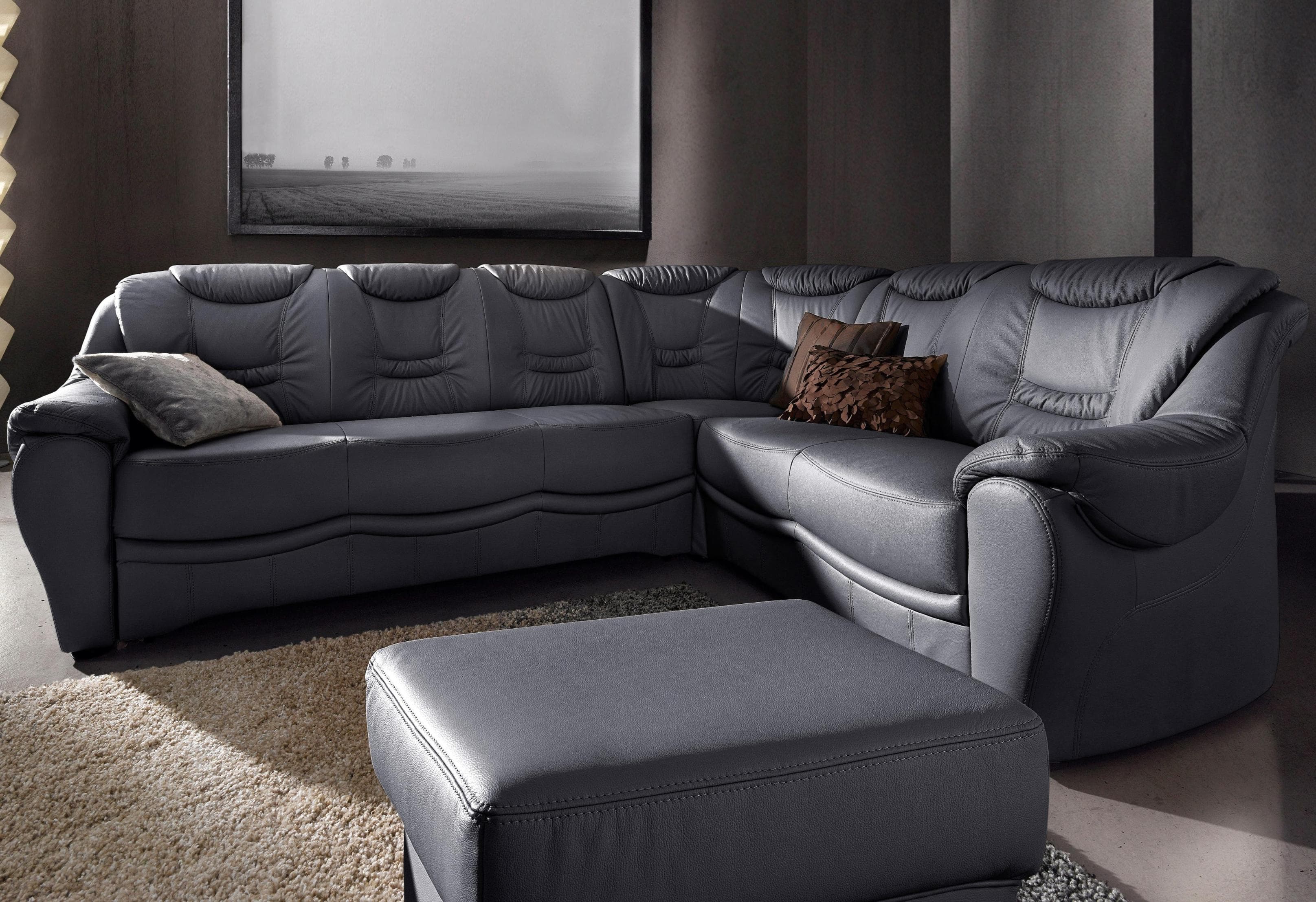SIT & MORE Benson Ecksofa L-Form Schwarz mit Bettfunktion