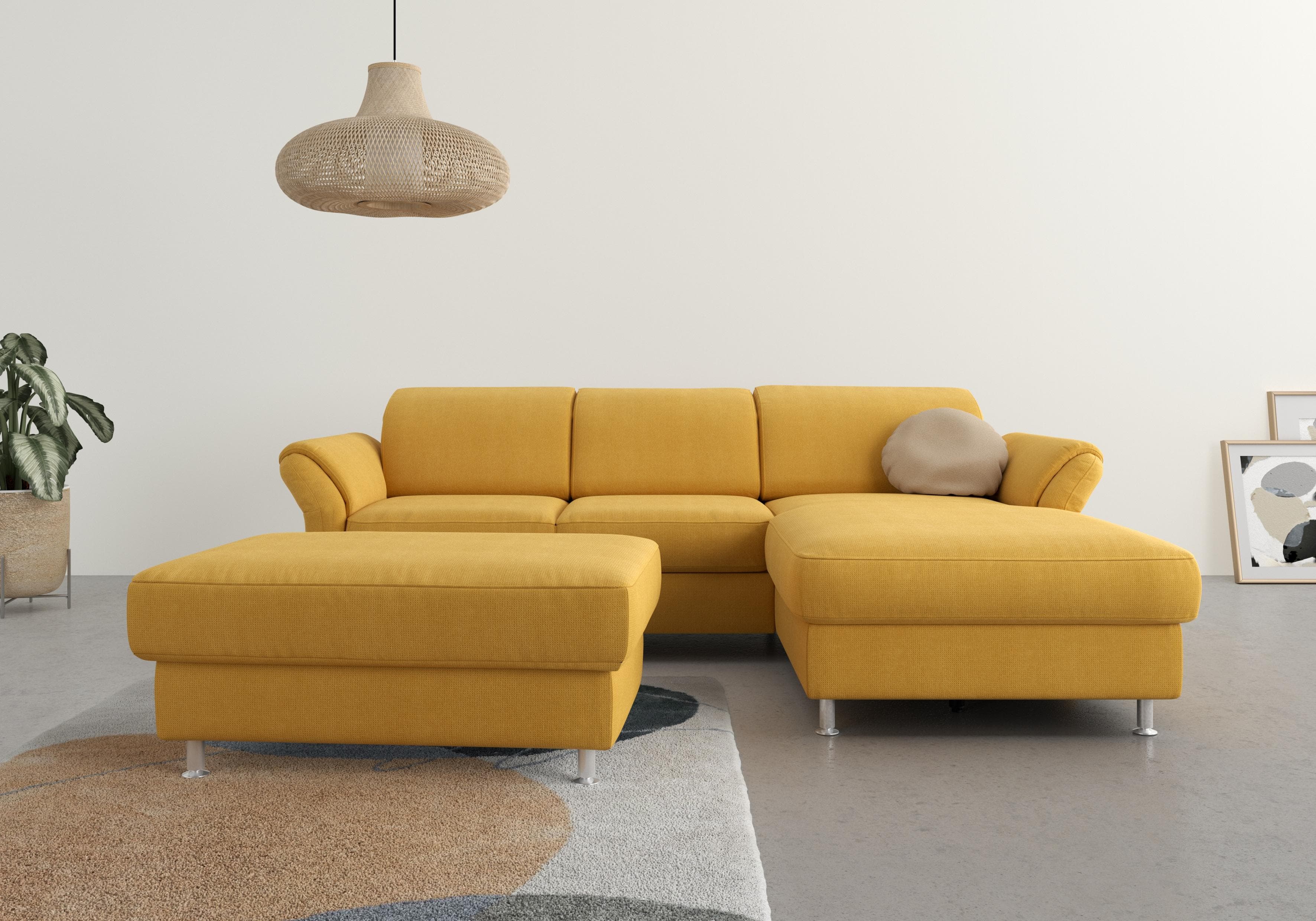 SIT & MORE Ecksofa Apulia L-Form Gelb Polyester