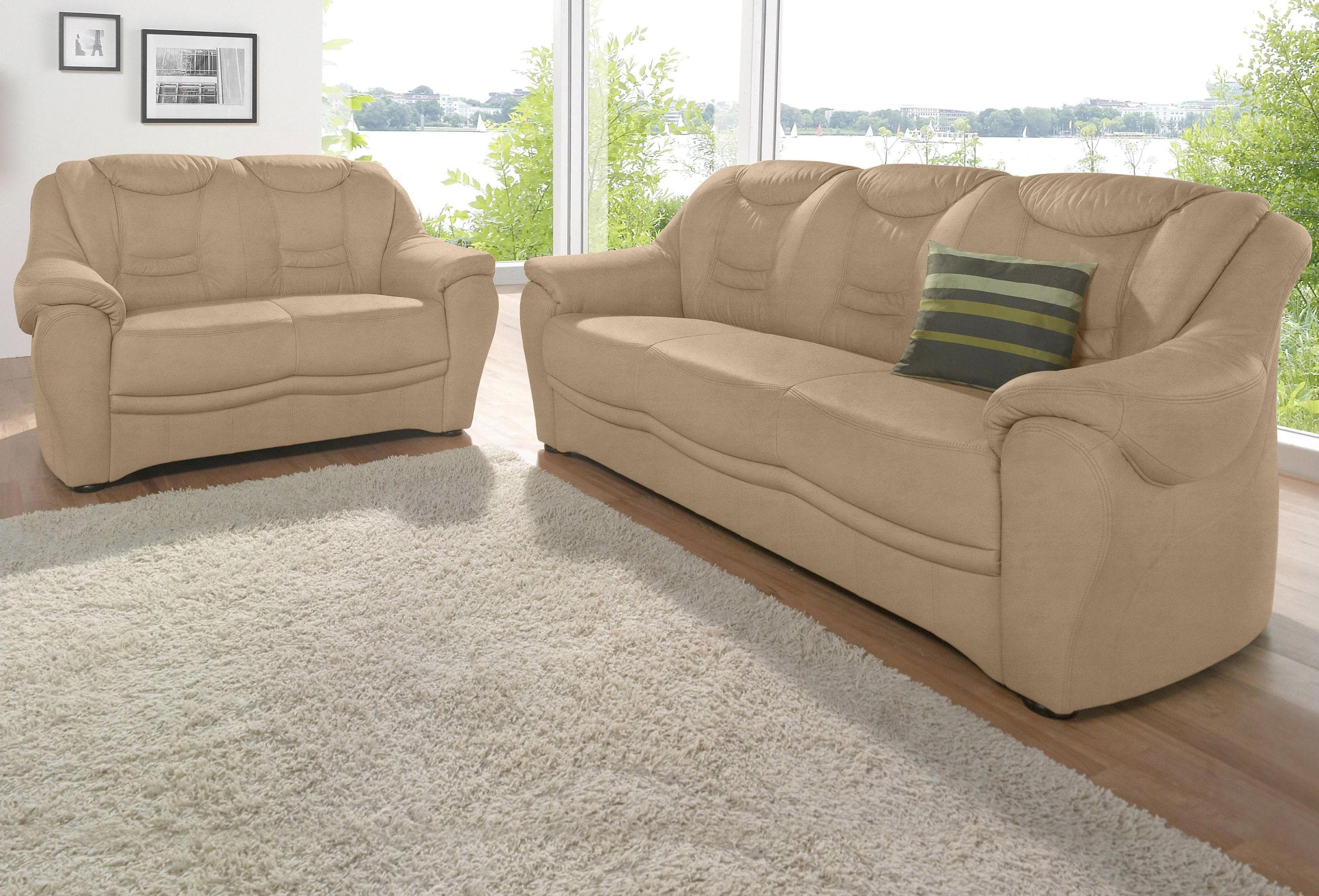 Sit & More Polstergarnitur Bansin 2-tlg. Braun Microfaser
