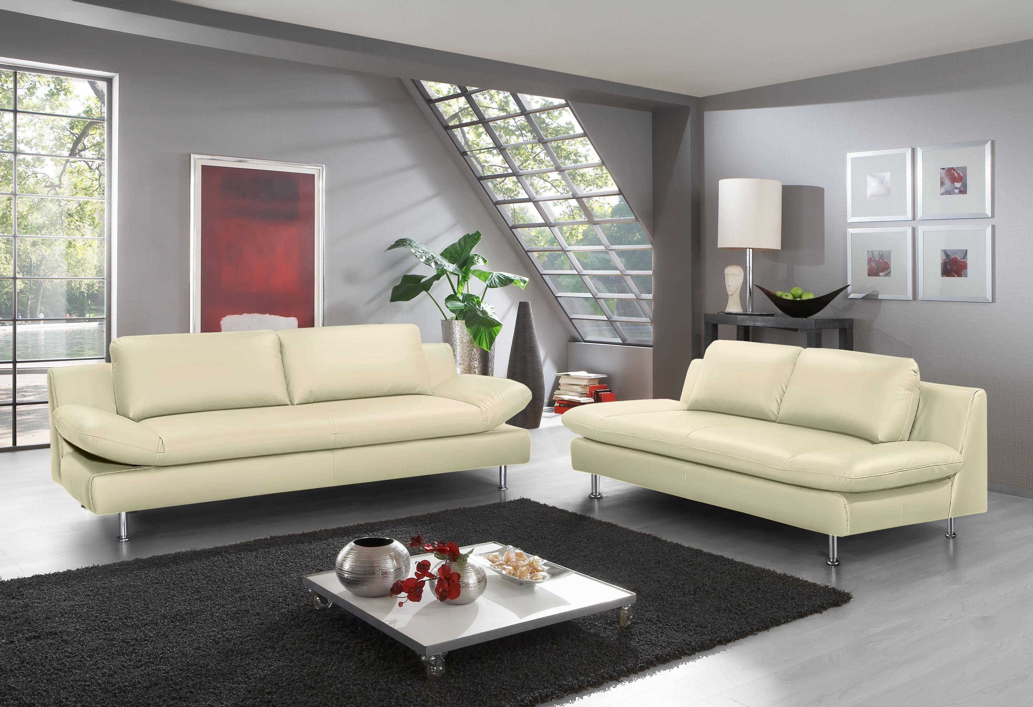 Places of Style Redding 2-Sitzer Sofa Creme Echtleder