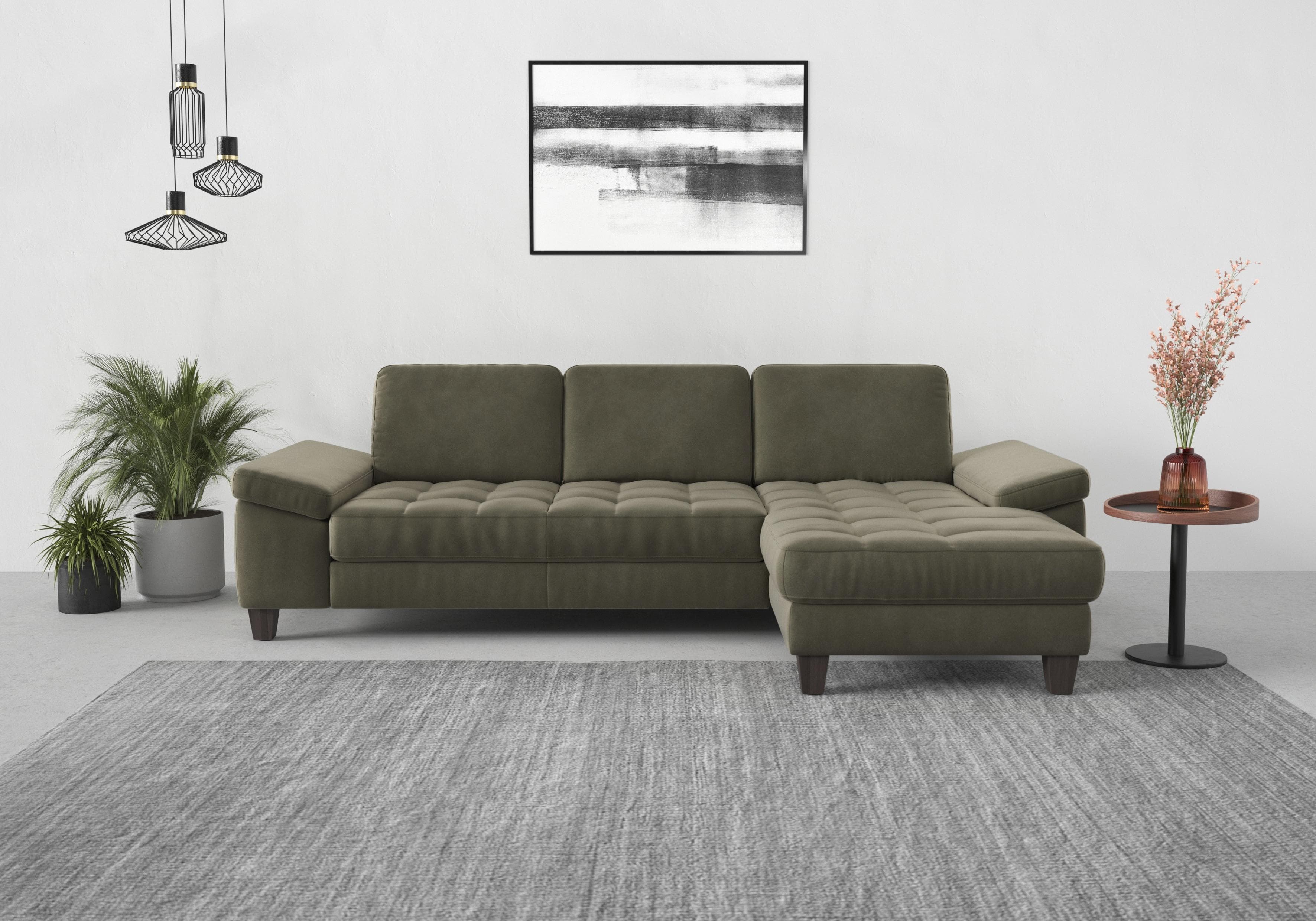 SIT & MORE Ecksofa Westham L-Form Lindgrün Recamiere