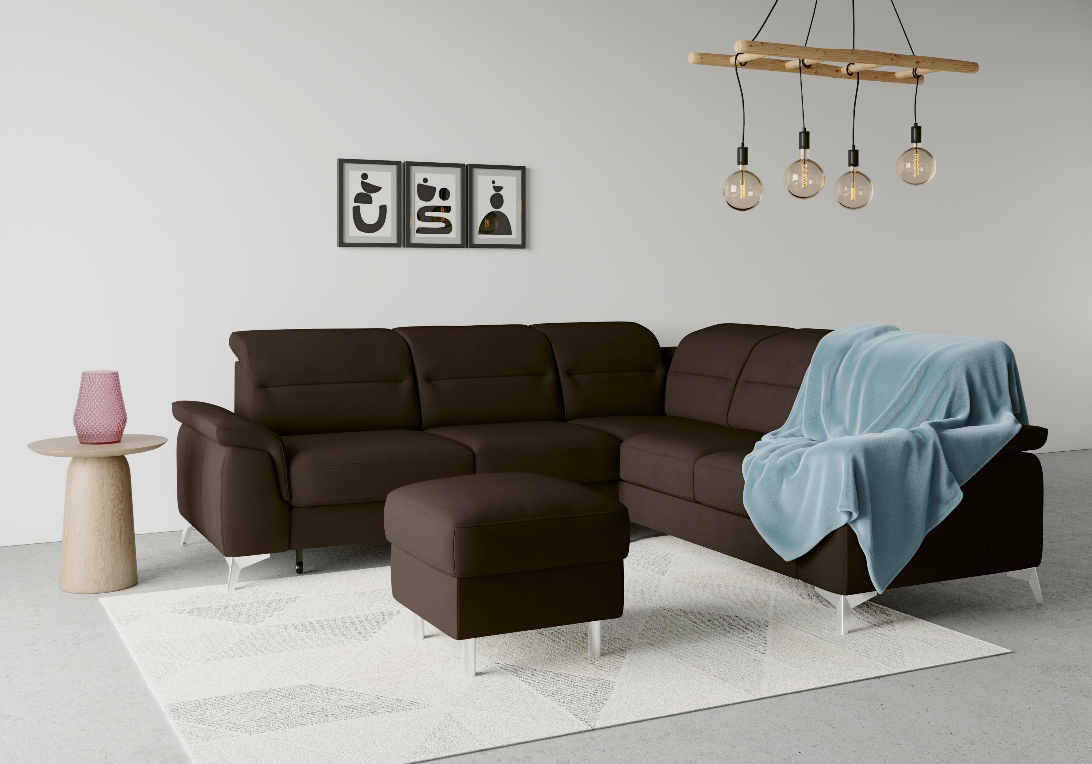Ecksofa SIT & MORE Sinatra L-Form Dunkelbraun mit Bettfunktion